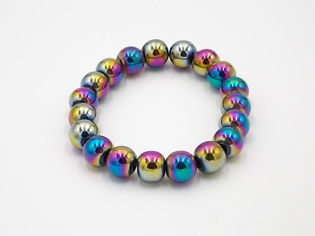 Pulsera de piedra natural de Hematite arcoiris de 10mm