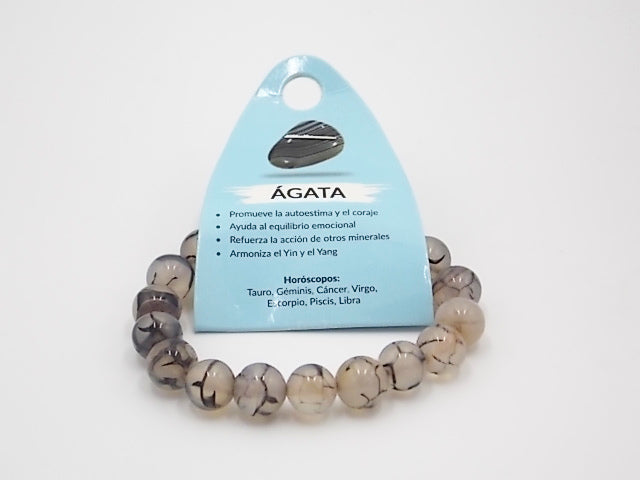 Pulsera de piedra natural de Ágata araña de 10mm