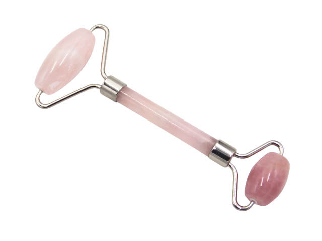 Masajeador plateado de piedra natural de Cuarzo rosa