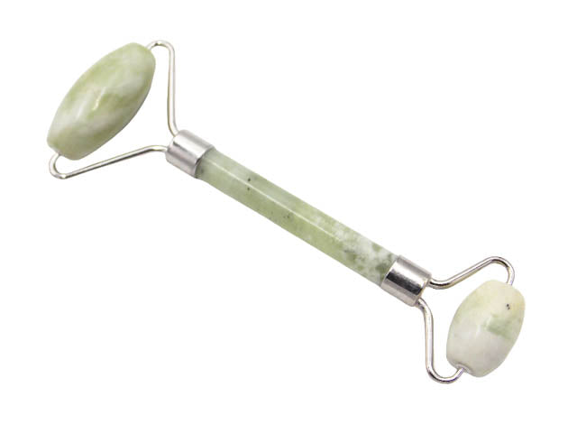 Masajeador plateado de piedra natural de Jade verde