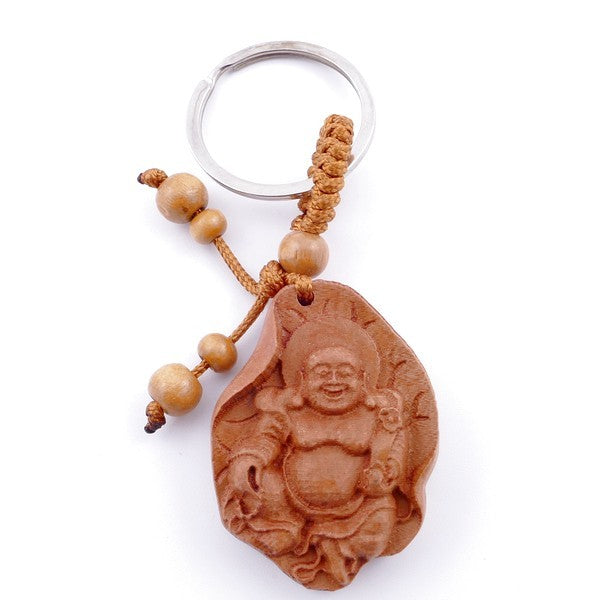 Llavero De Madera De Buda Feliz
