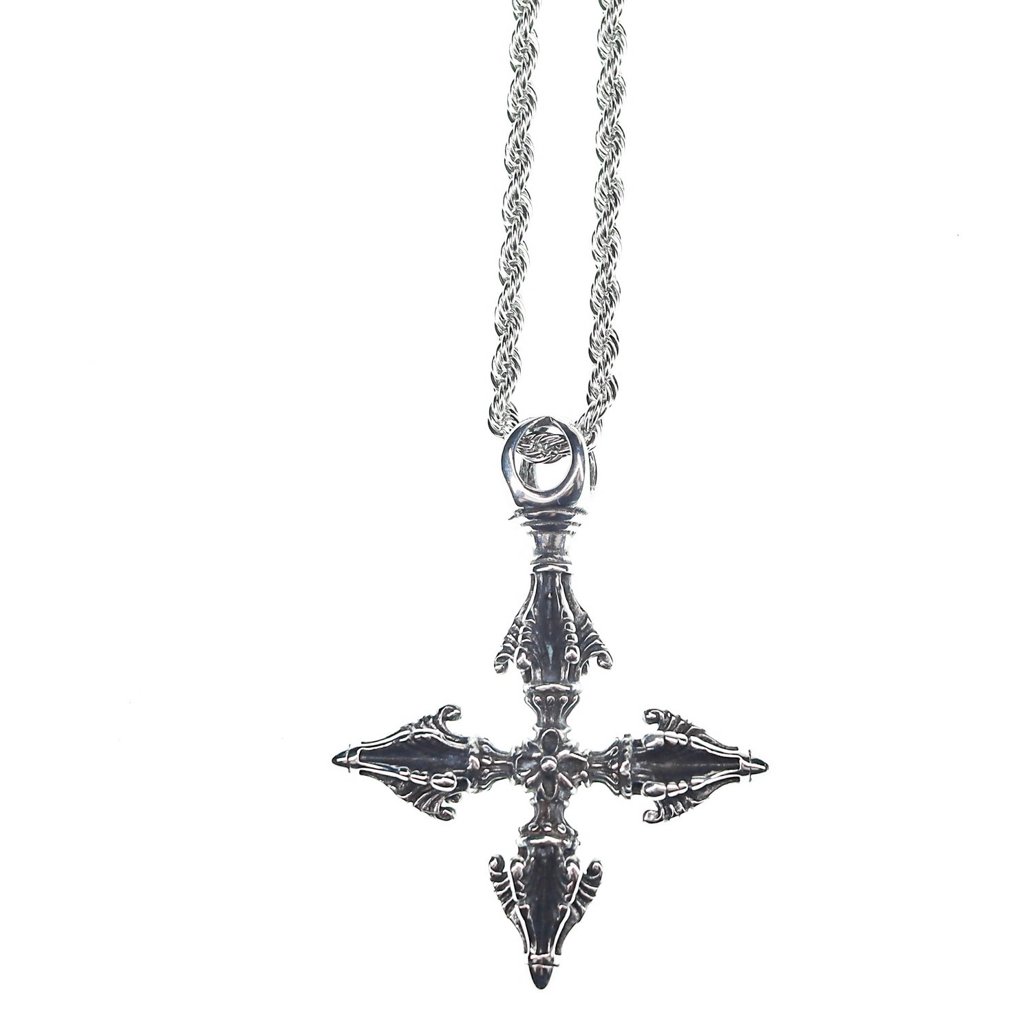 Colgante de acero inoxidable en forma de cilindro con diseño tibetano