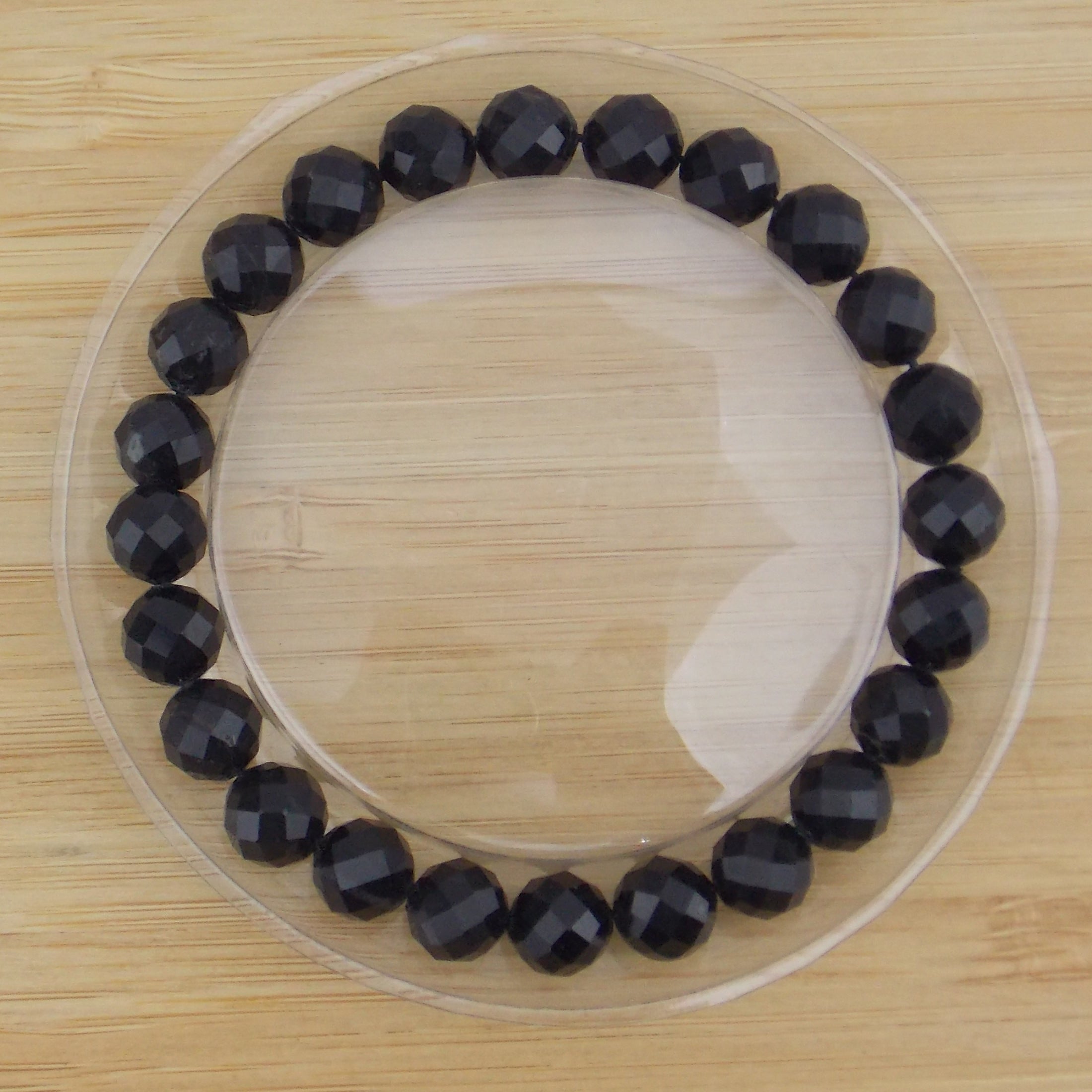Pulsera de piedra natural de Turmalina negra de 8mm facetado