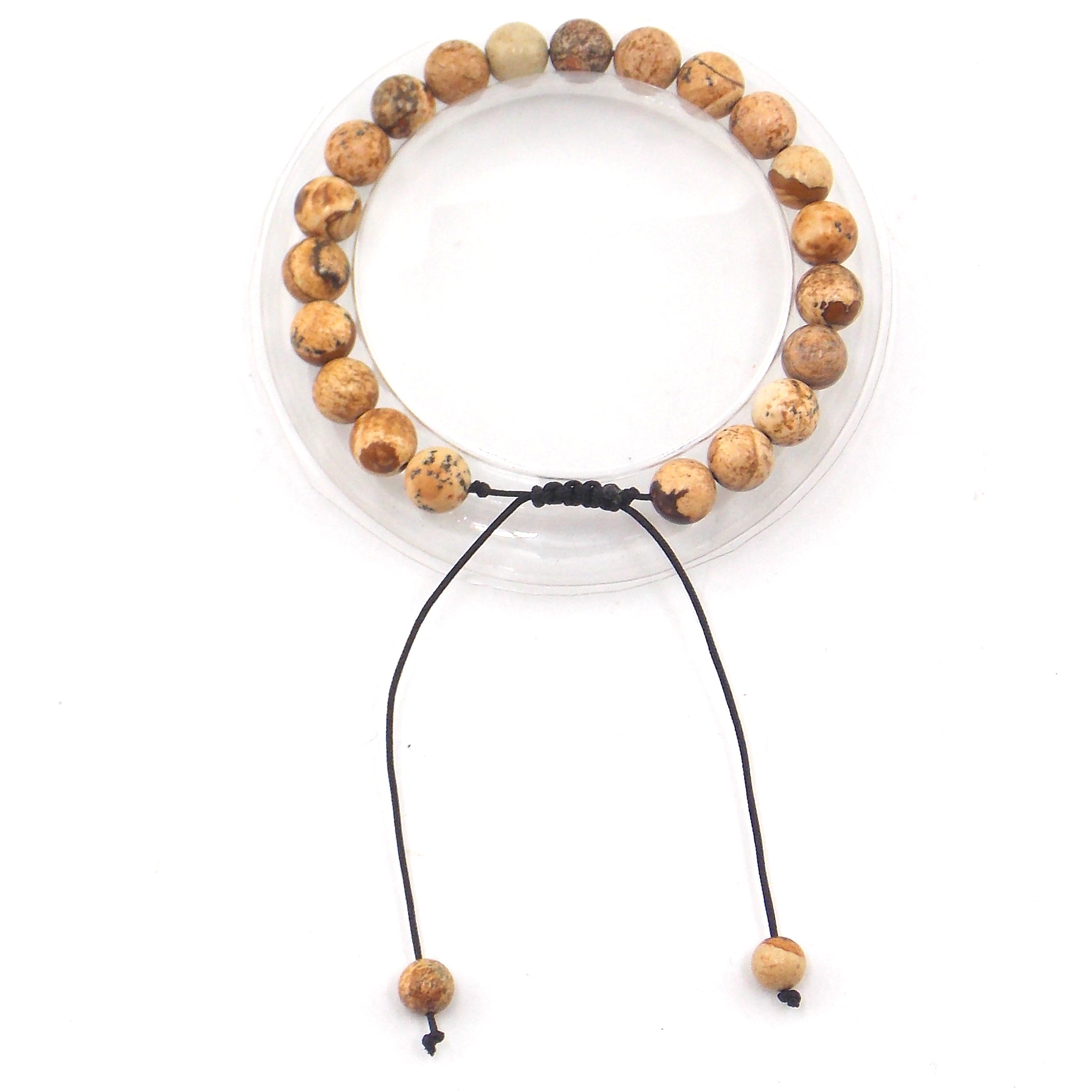 Pulsera de piedra natural de Jaspe madera de macramé 8mm