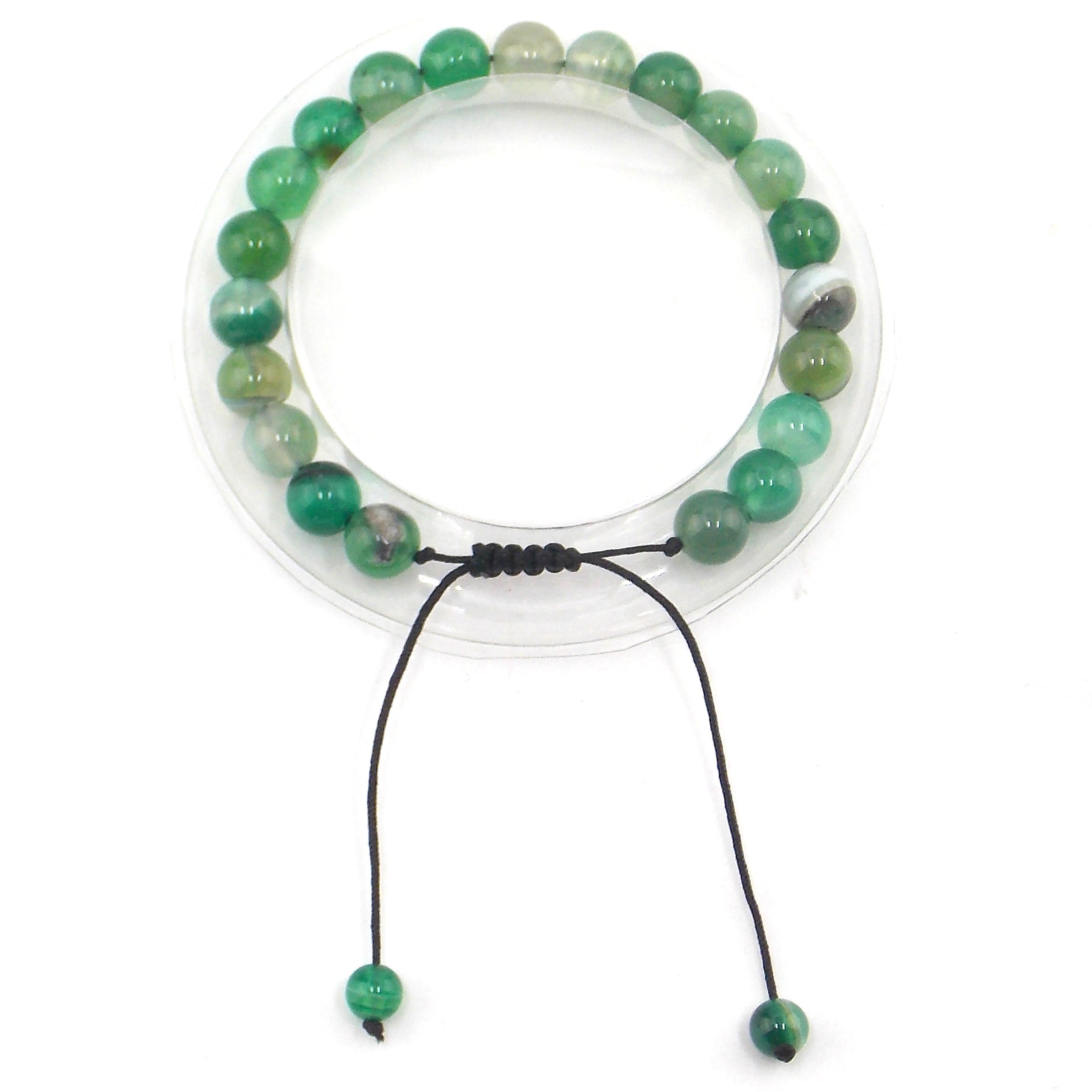 Pulsera de piedra natural de Ágata verde claro de macramé 8mm