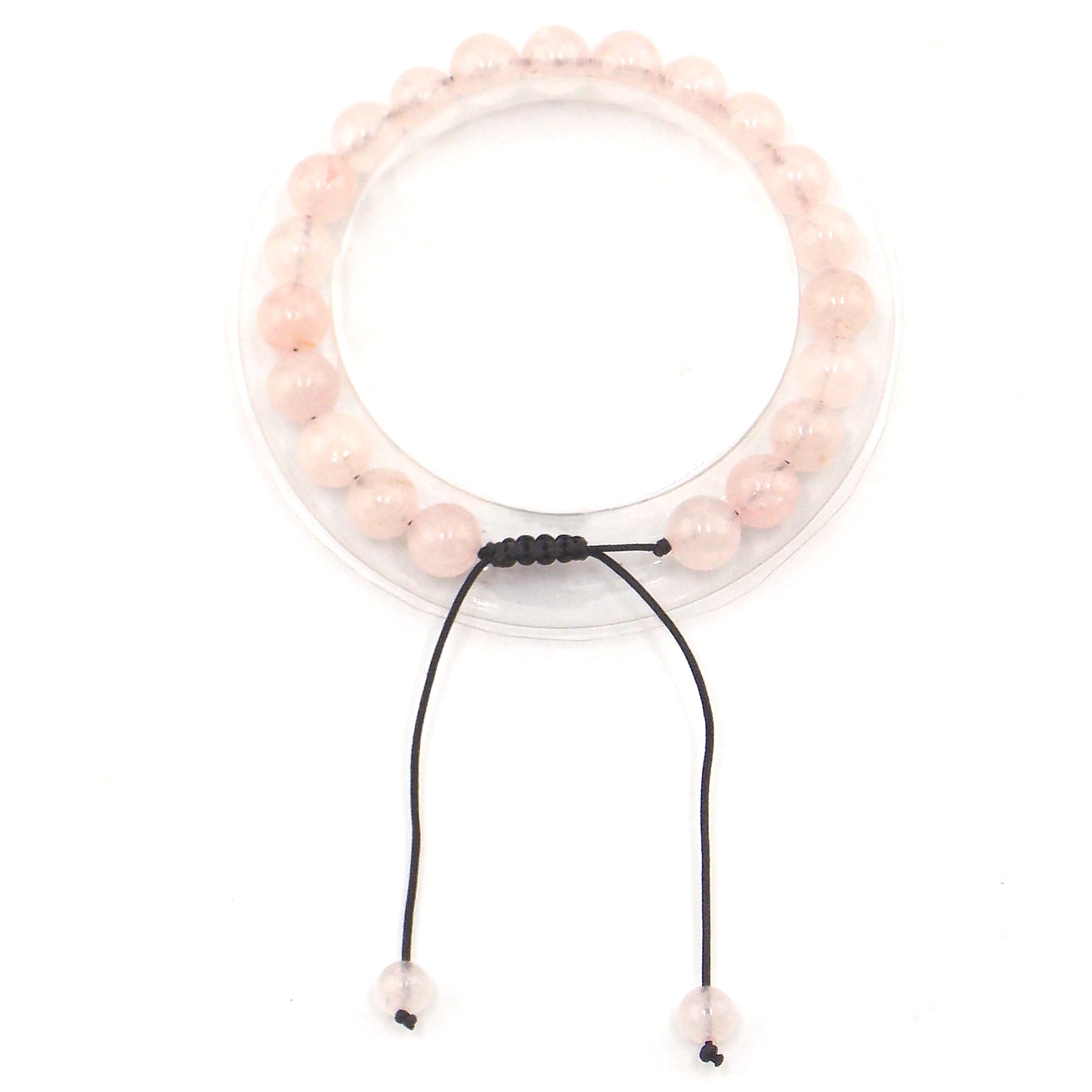 Pulsera de piedra natural de Cuarzo rosa de macramé 8mm