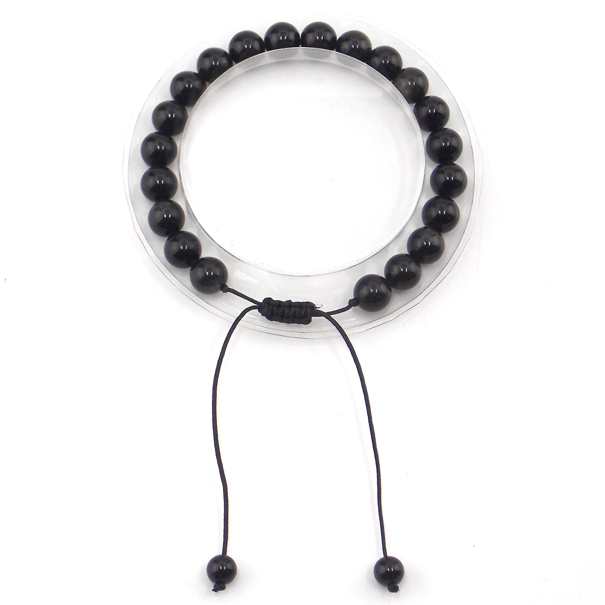 Pulsera de piedra natural de Obsidiana de macramé 8mm