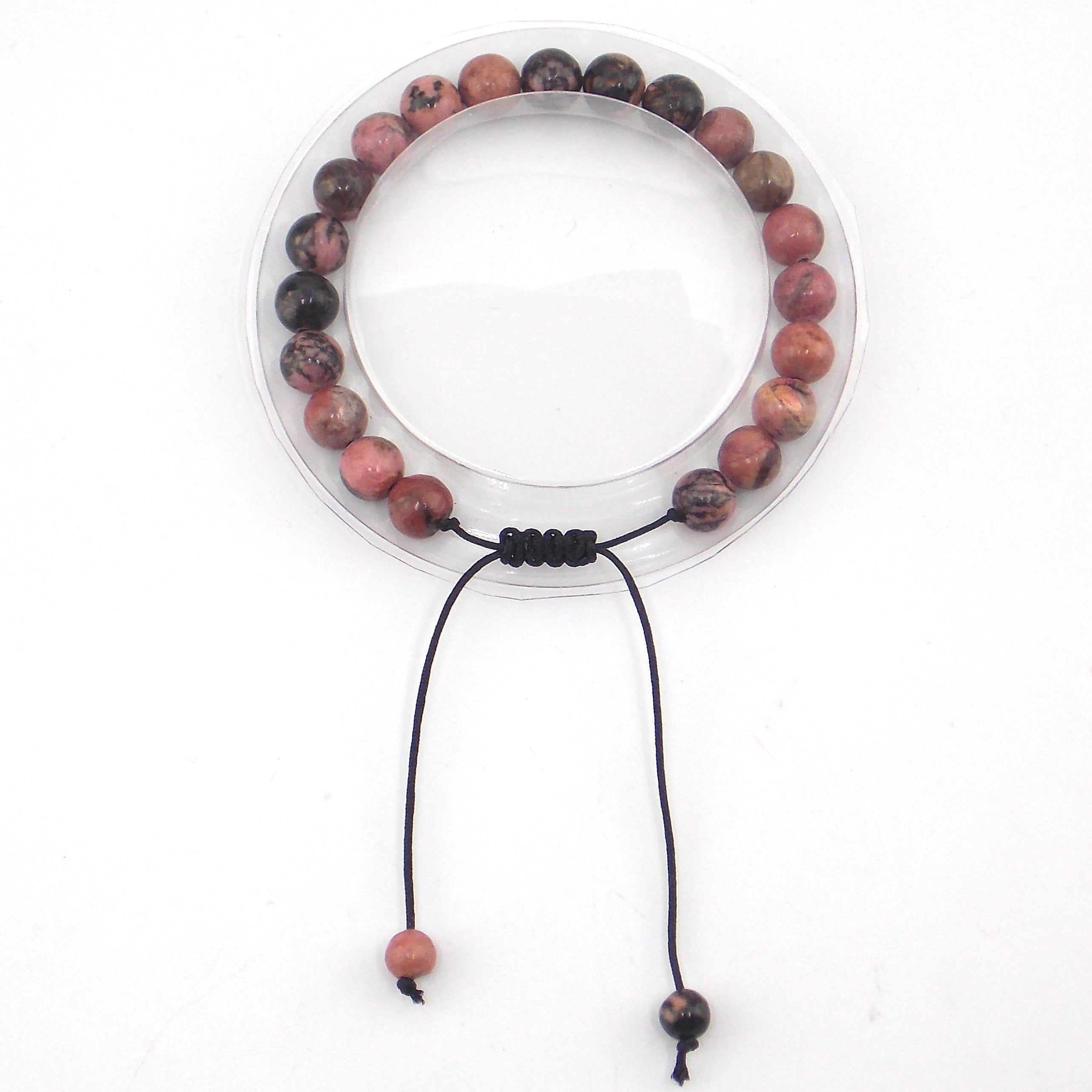 Pulsera de piedra natural de Rodonita de macramé 8mm