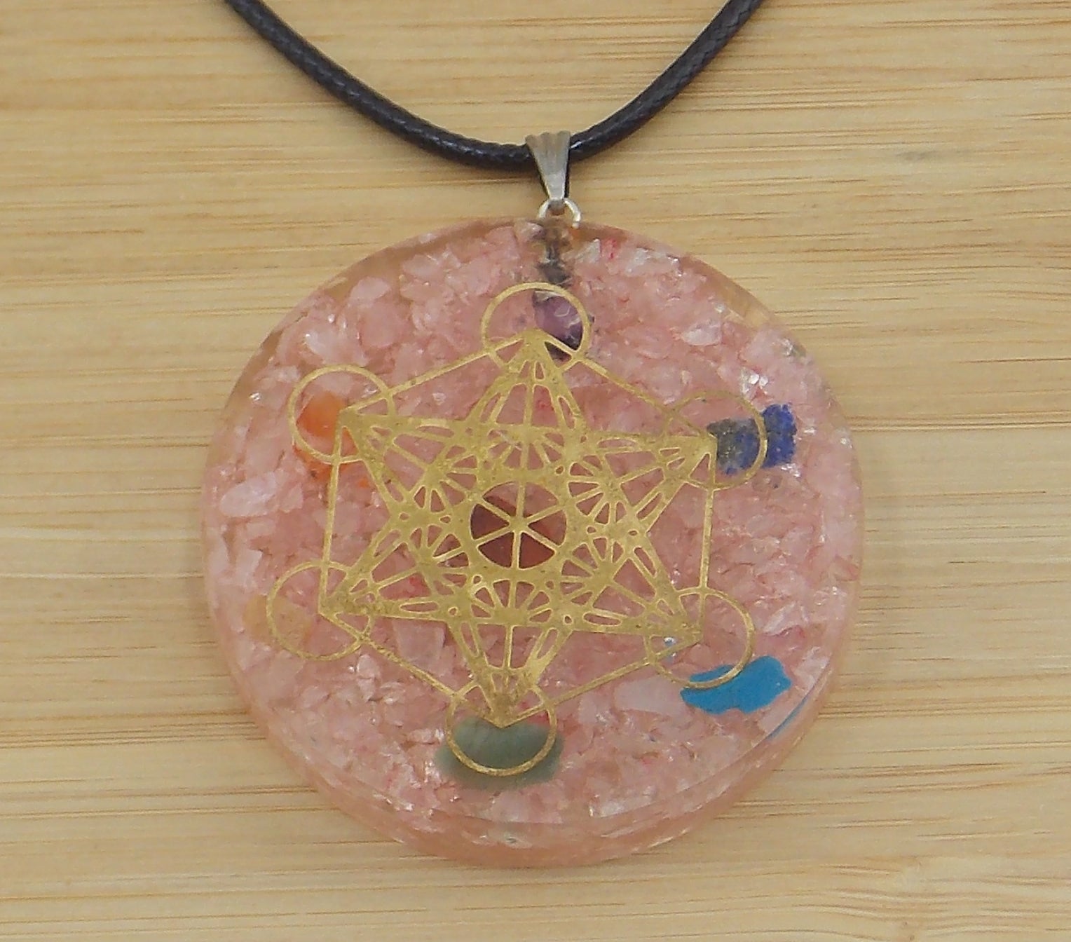 Colgante de Orgonita de Cuarzo rosa