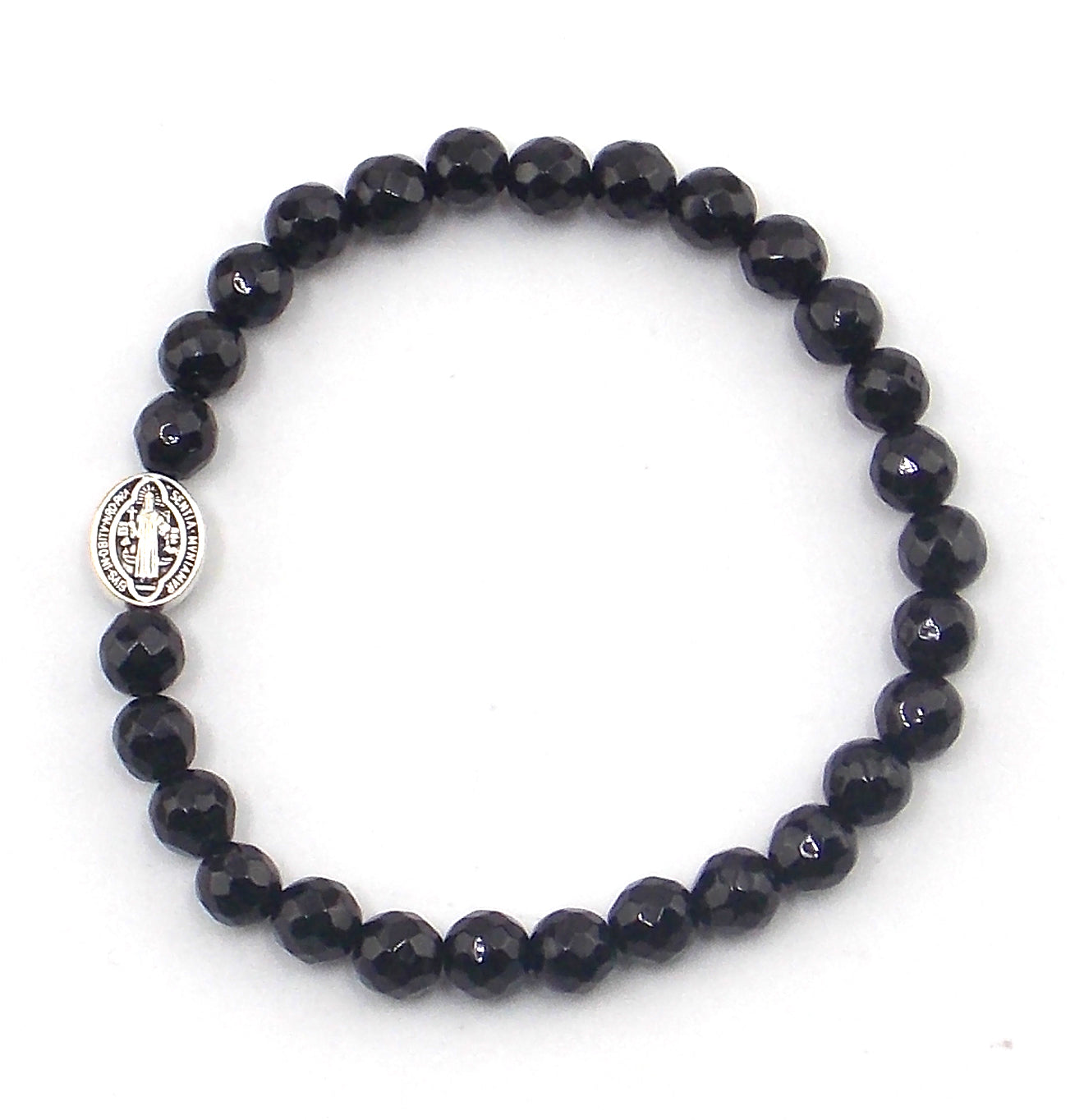 Pulsera de Ónix facetado con San Benito