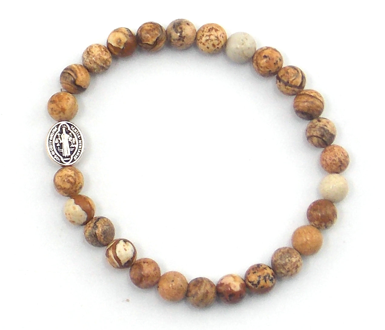 Pulsera de Jaspe Madera con San Benito
