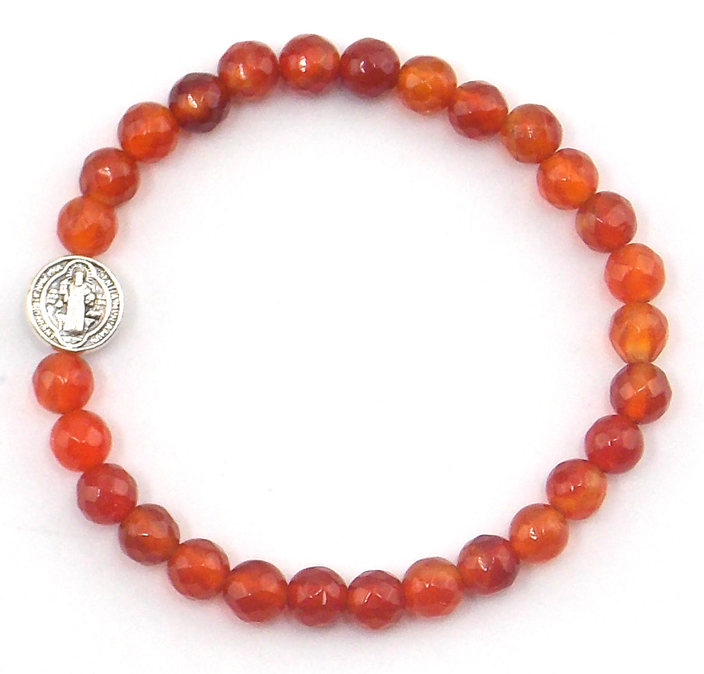 Pulsera de Carneola facetada con San Benito