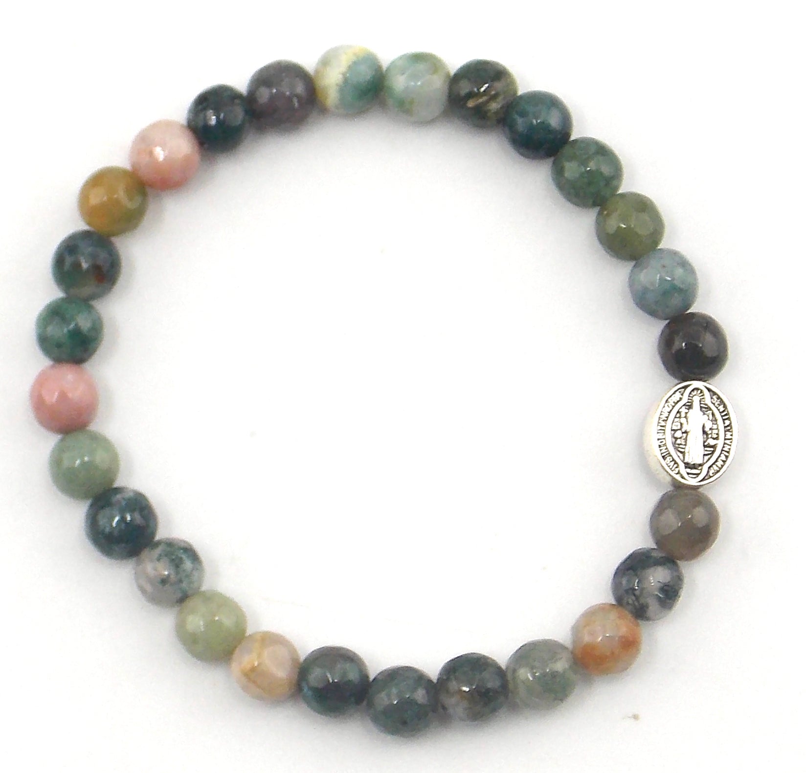 Pulsera de Ágata India facetado con San Benito