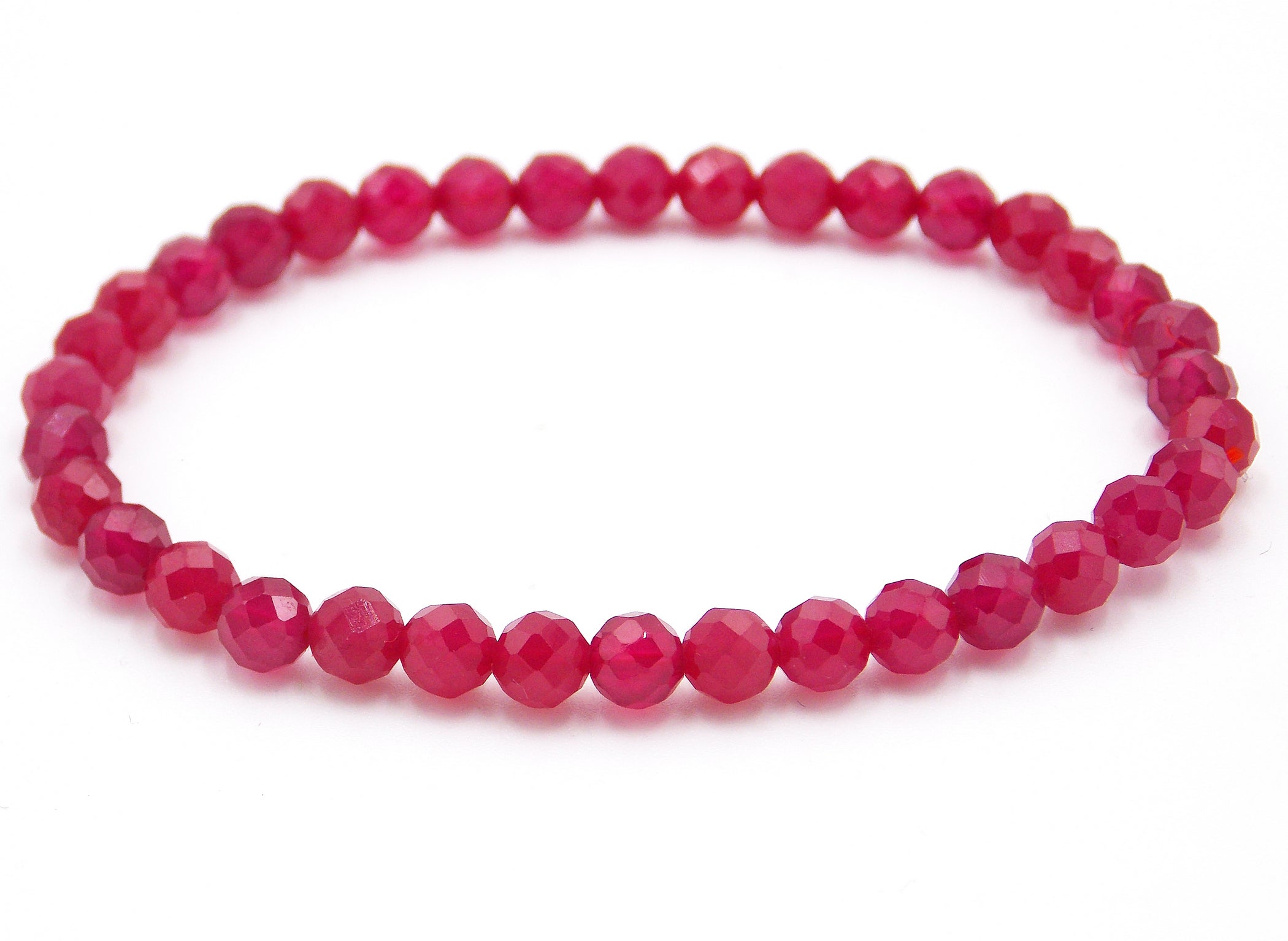 Pulsera elástica de rubí facetado de 5mm