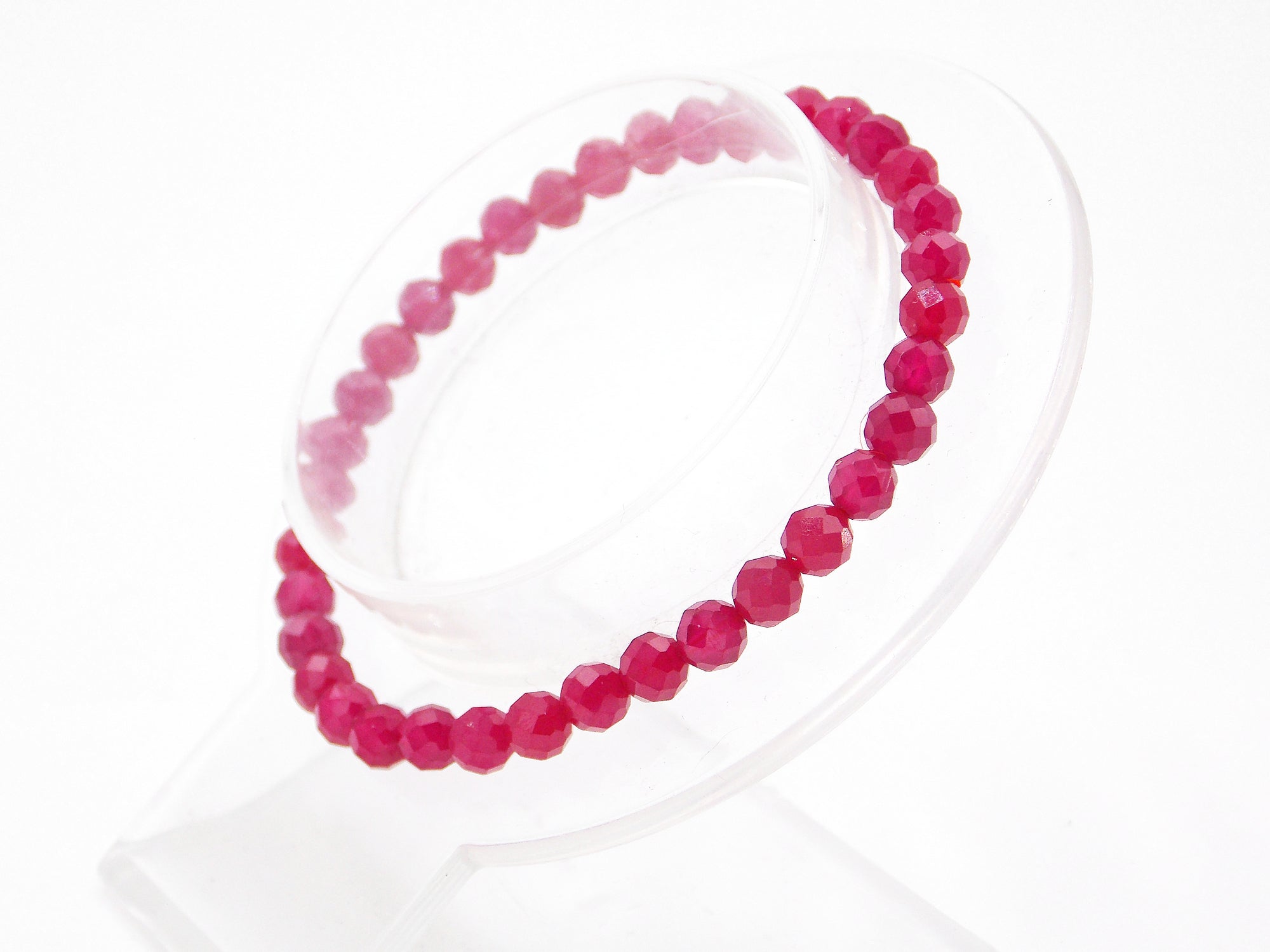 Pulsera elástica de rubí facetado de 5mm