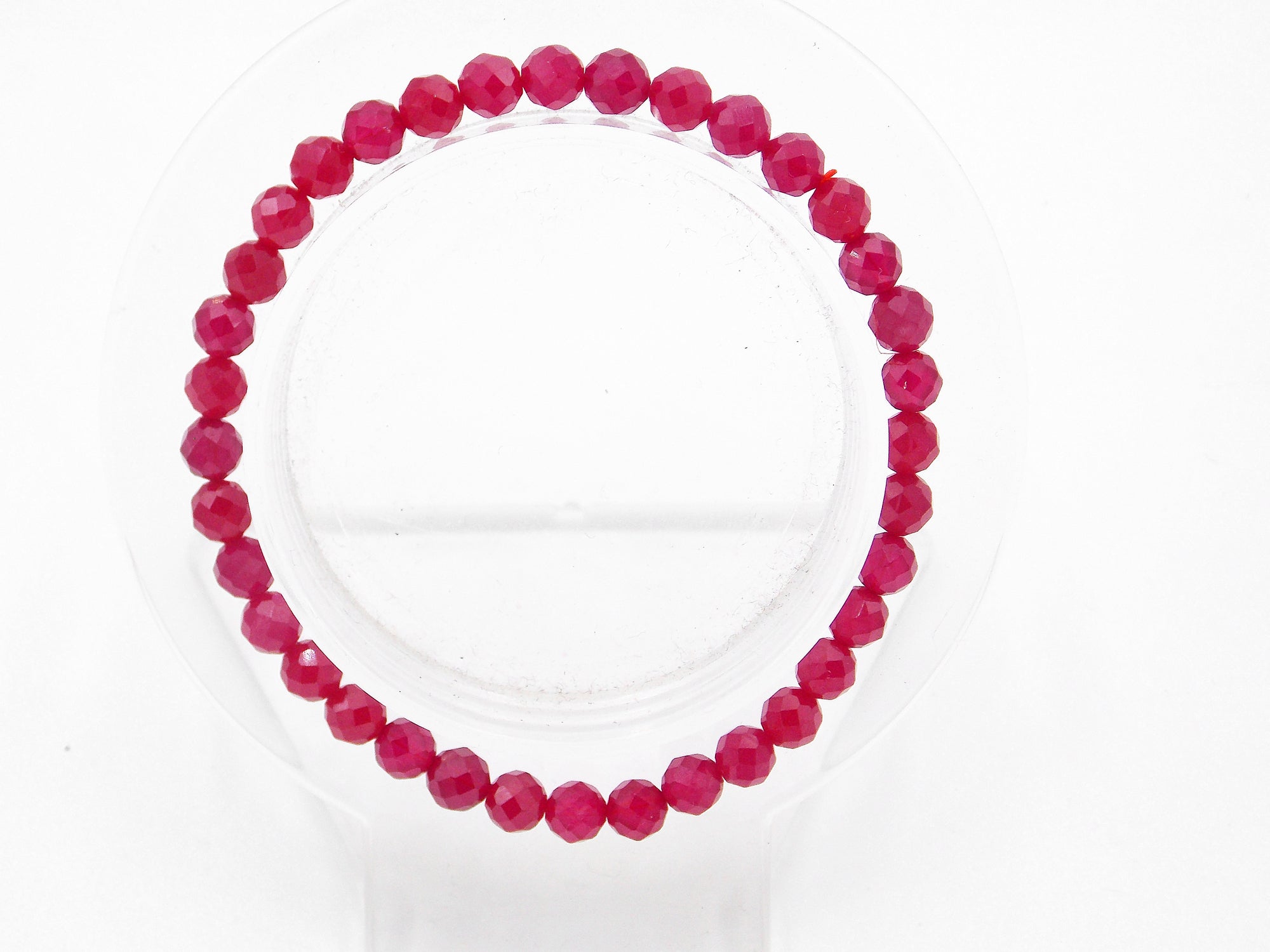 Pulsera elástica de rubí facetado de 5mm