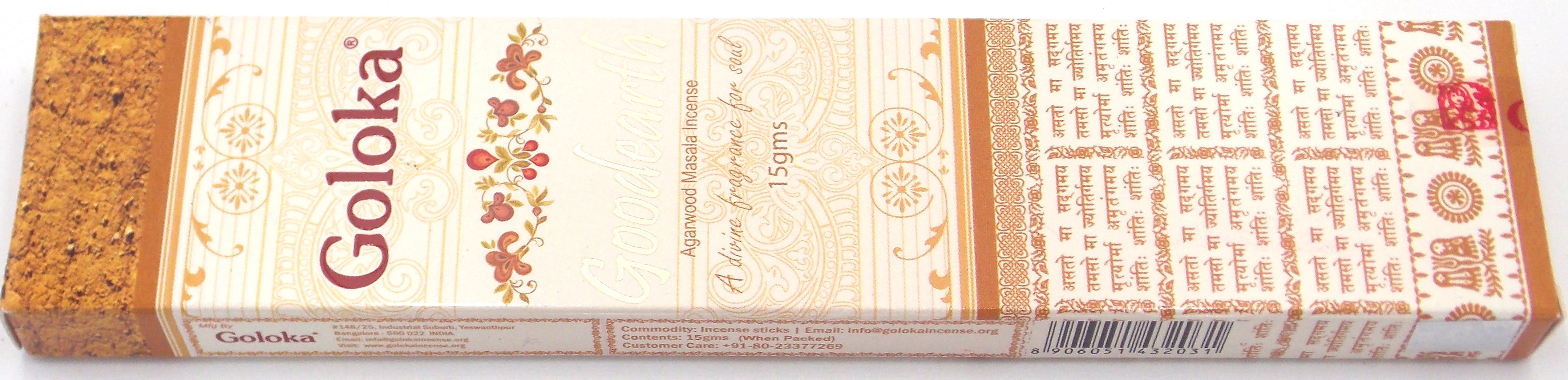 INCIENSO DE MARCA GOLOKA FRAGANCIA GOODEARTH 15 gramos