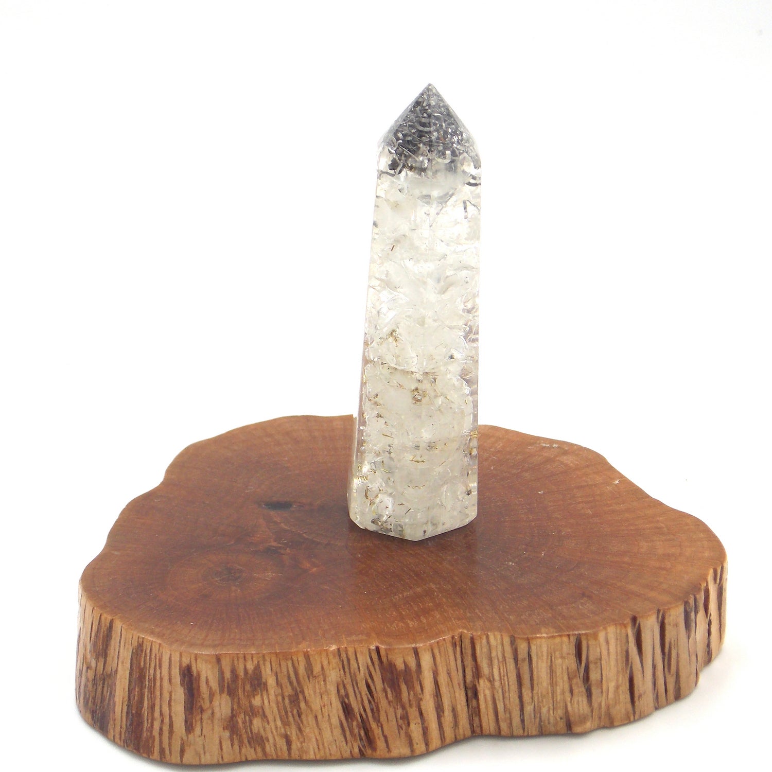 Obelisco de Orgonita de aprox. 7-8cm con piedra de Cuarzo blanco