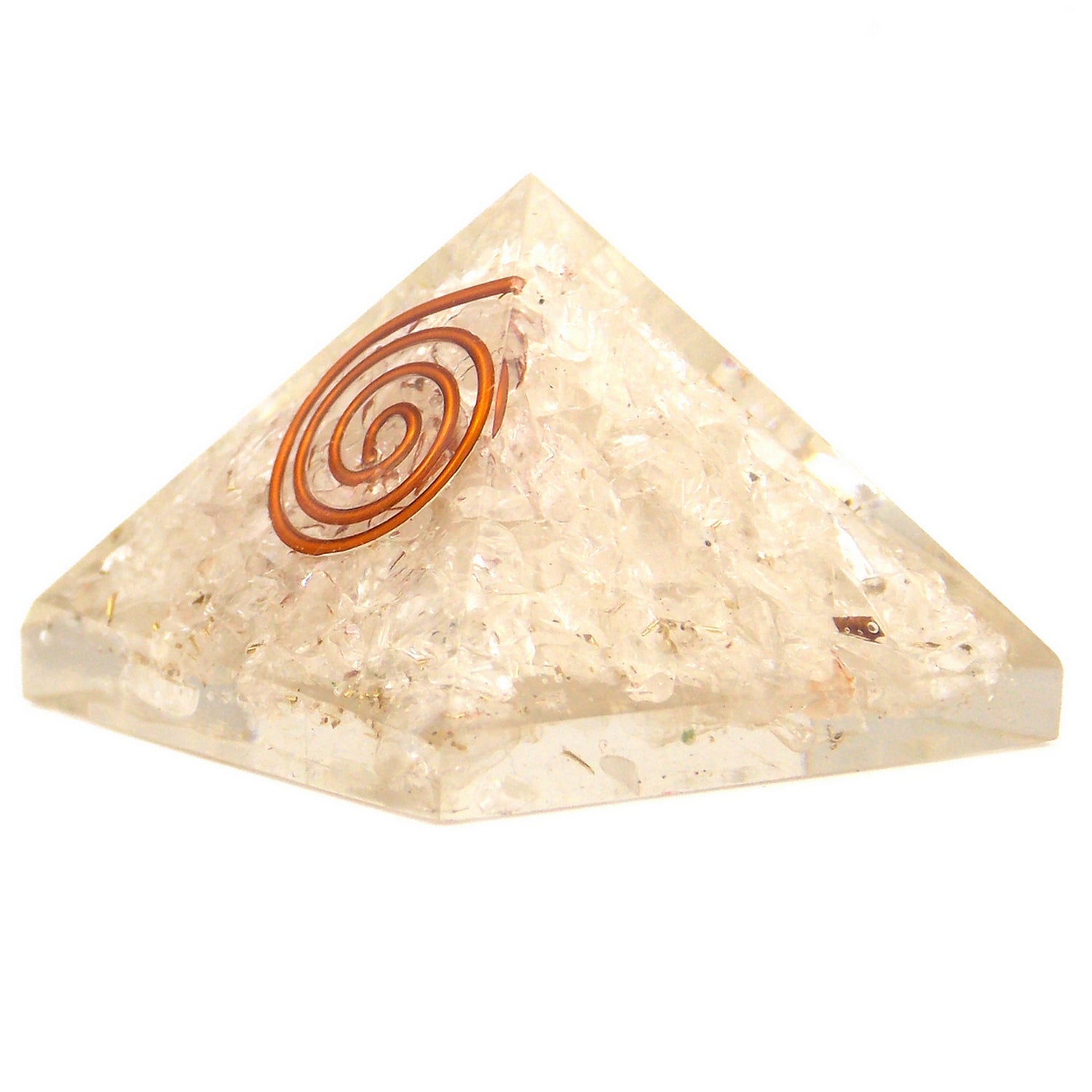 Pirámide de orgonita de aprox. 3cm de Cuarzo blanco