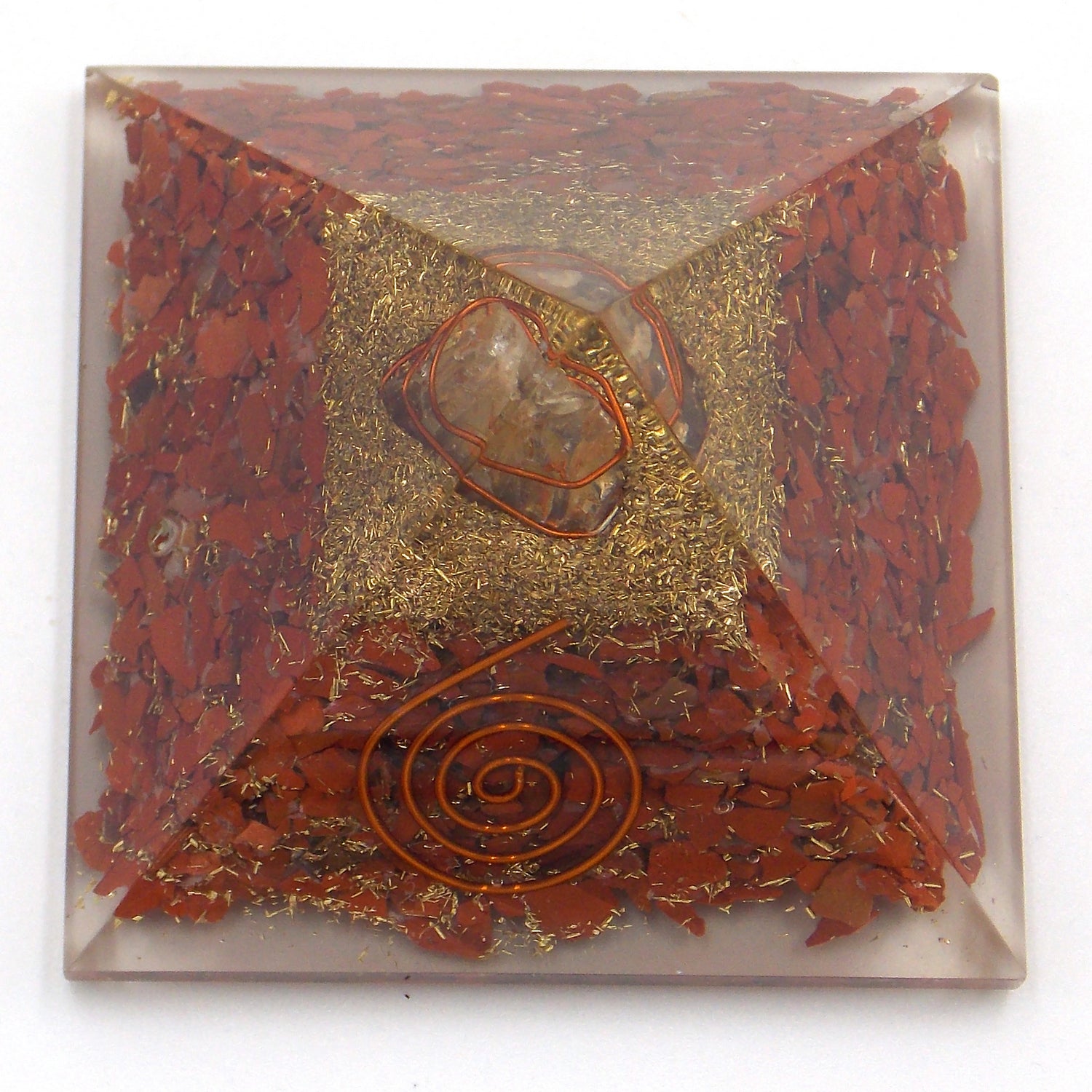 Pirámide de orgonita de aprox. 5-6cm de Jaspe rojo