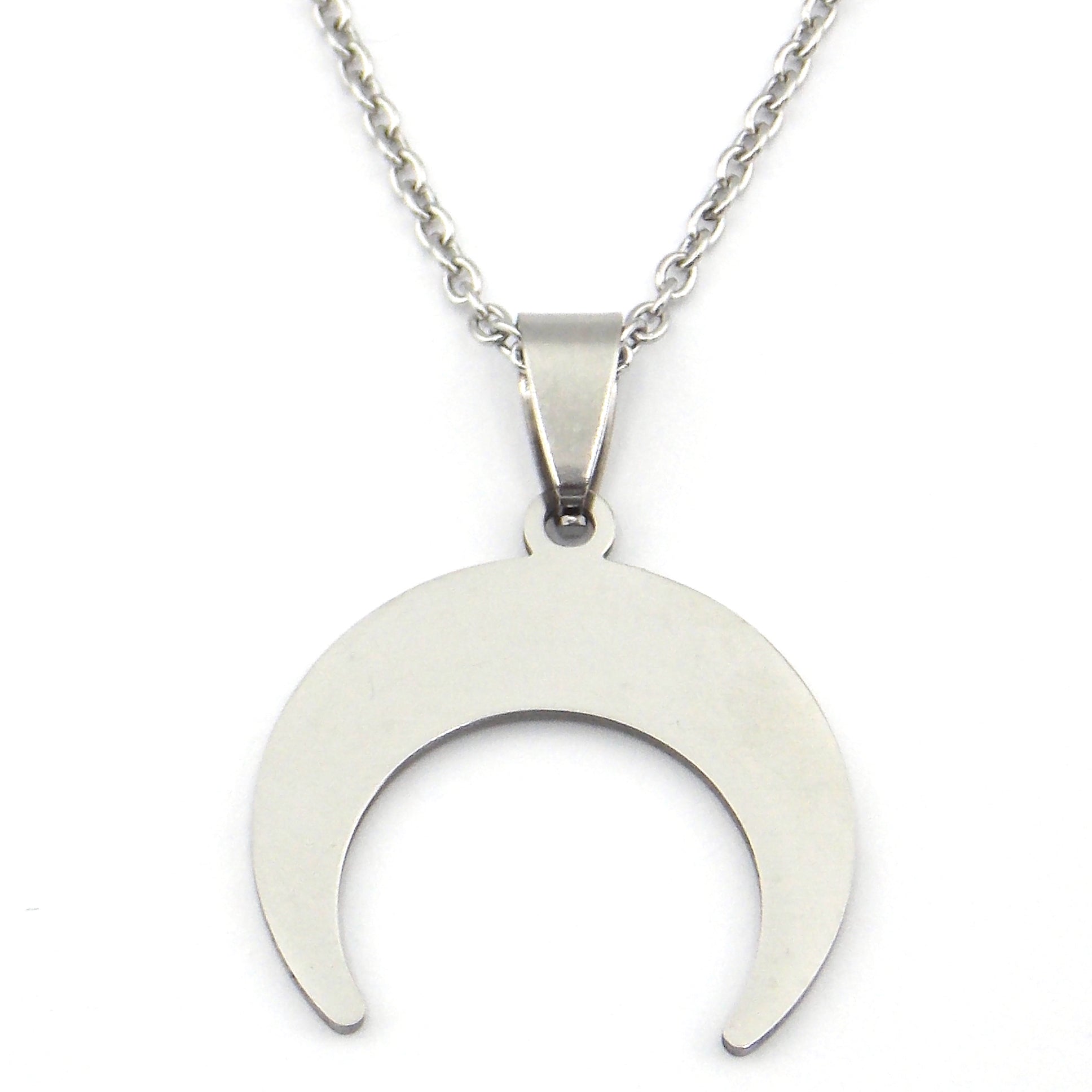 Colgante de acero inoxidable en forma de Luna invertida