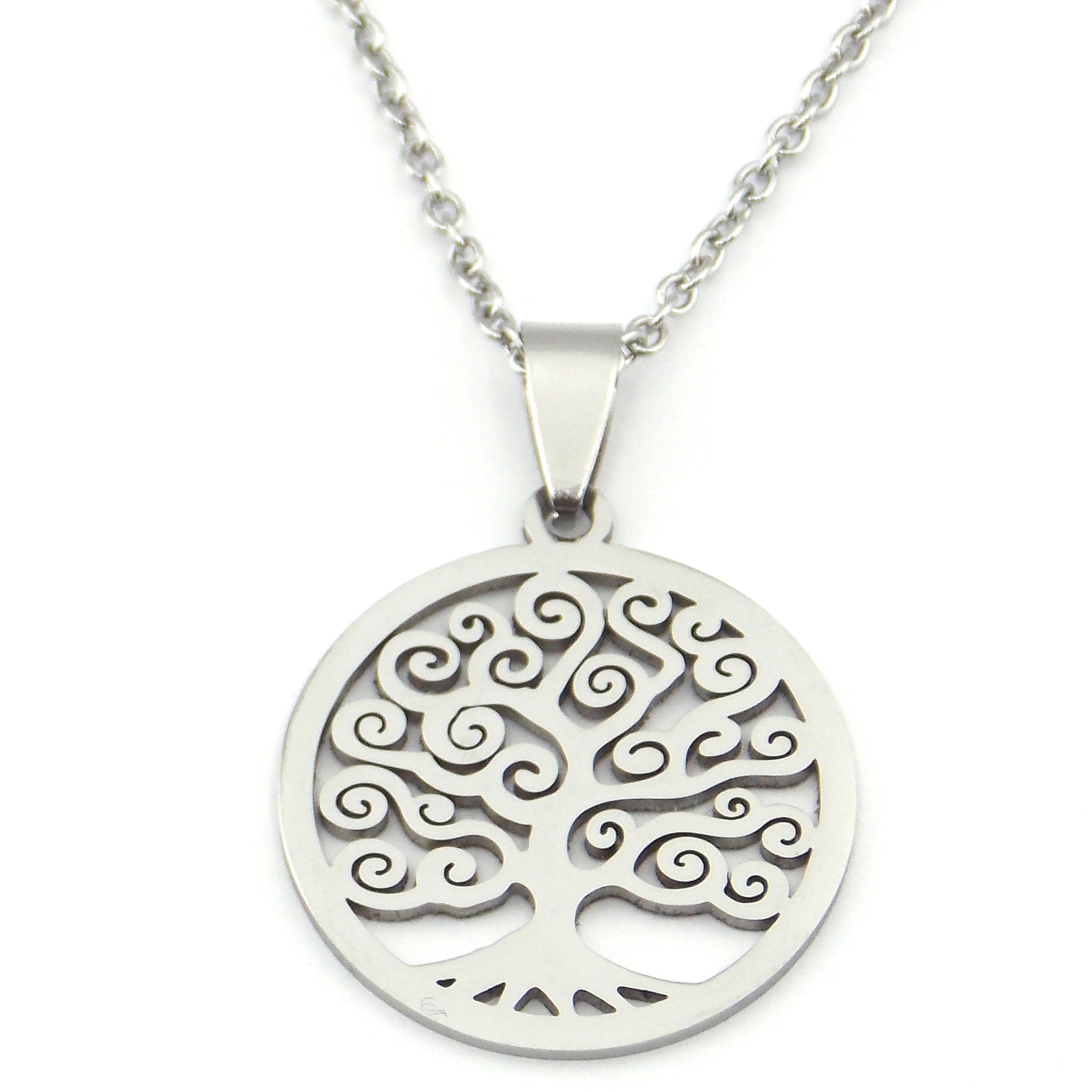 Colgante de acero en forma de Árbol de la vida (plateado)