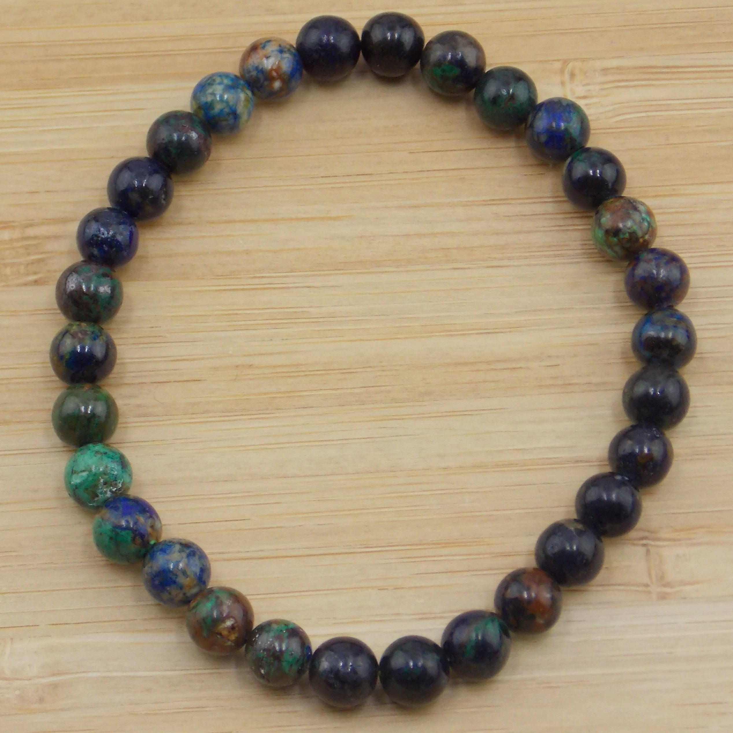 Pulsera elástica de piedra natural Azurita 6mm