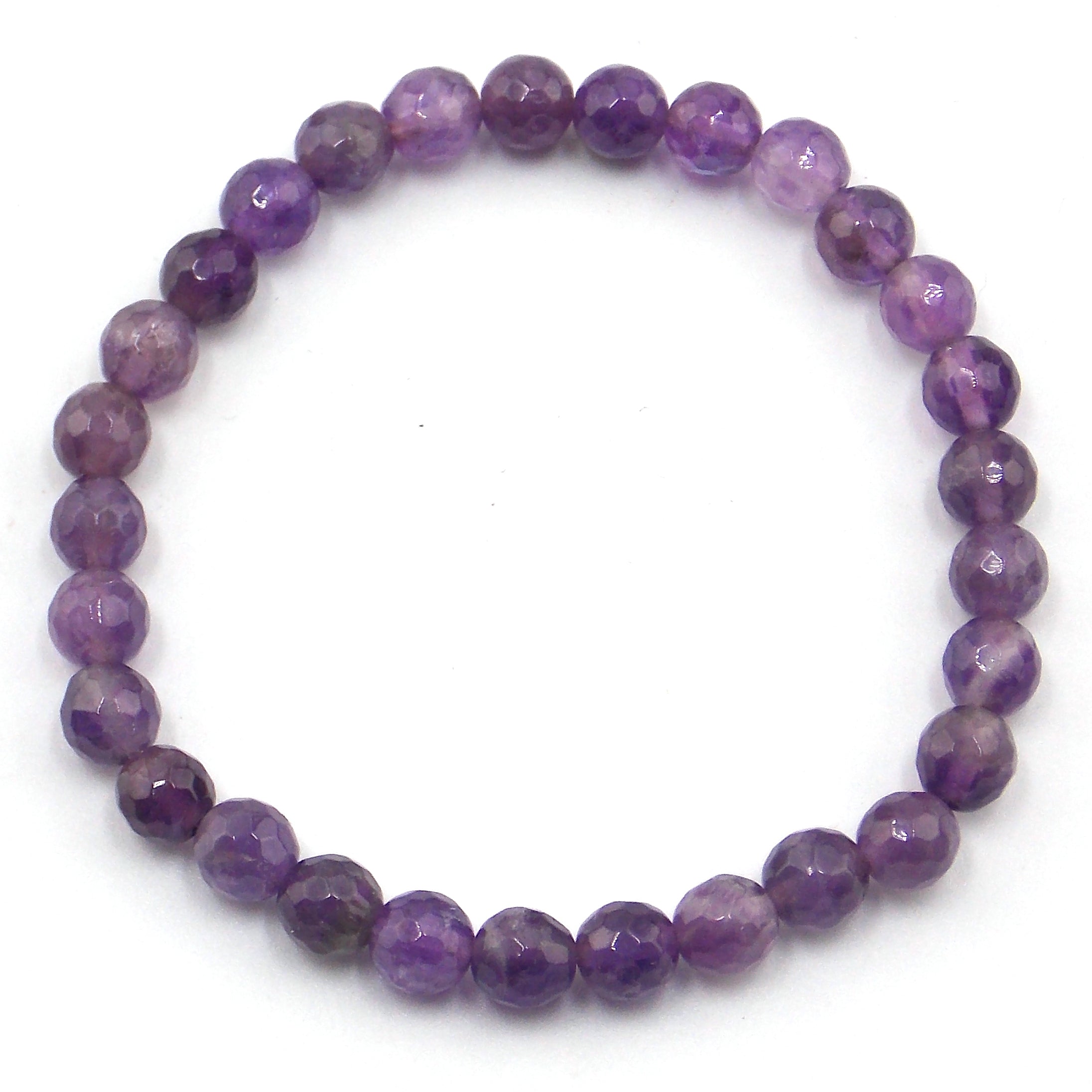 Pulsera de piedra natural de Amatista facetado de 6mm