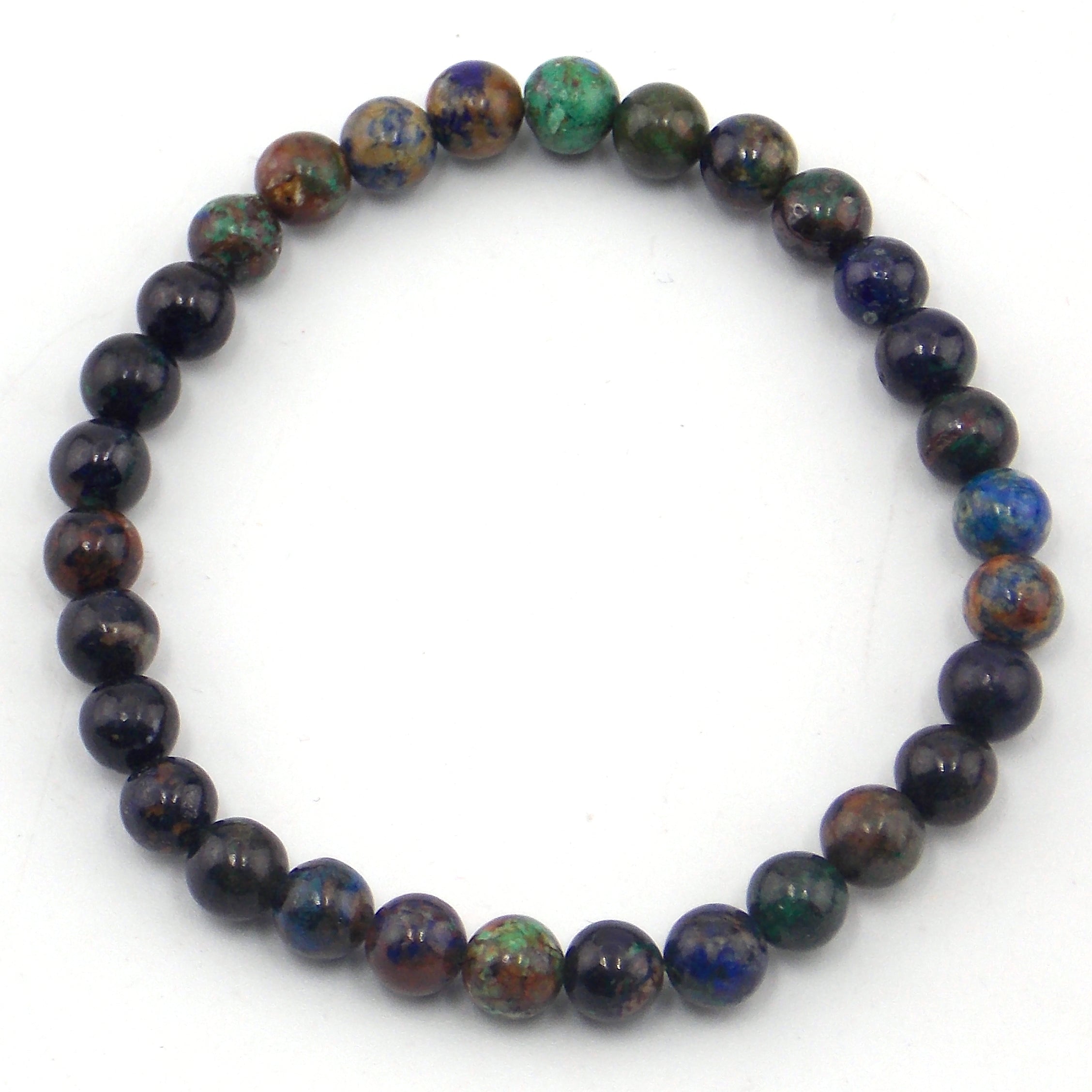 Pulsera elástica de piedra natural Azurita 6mm