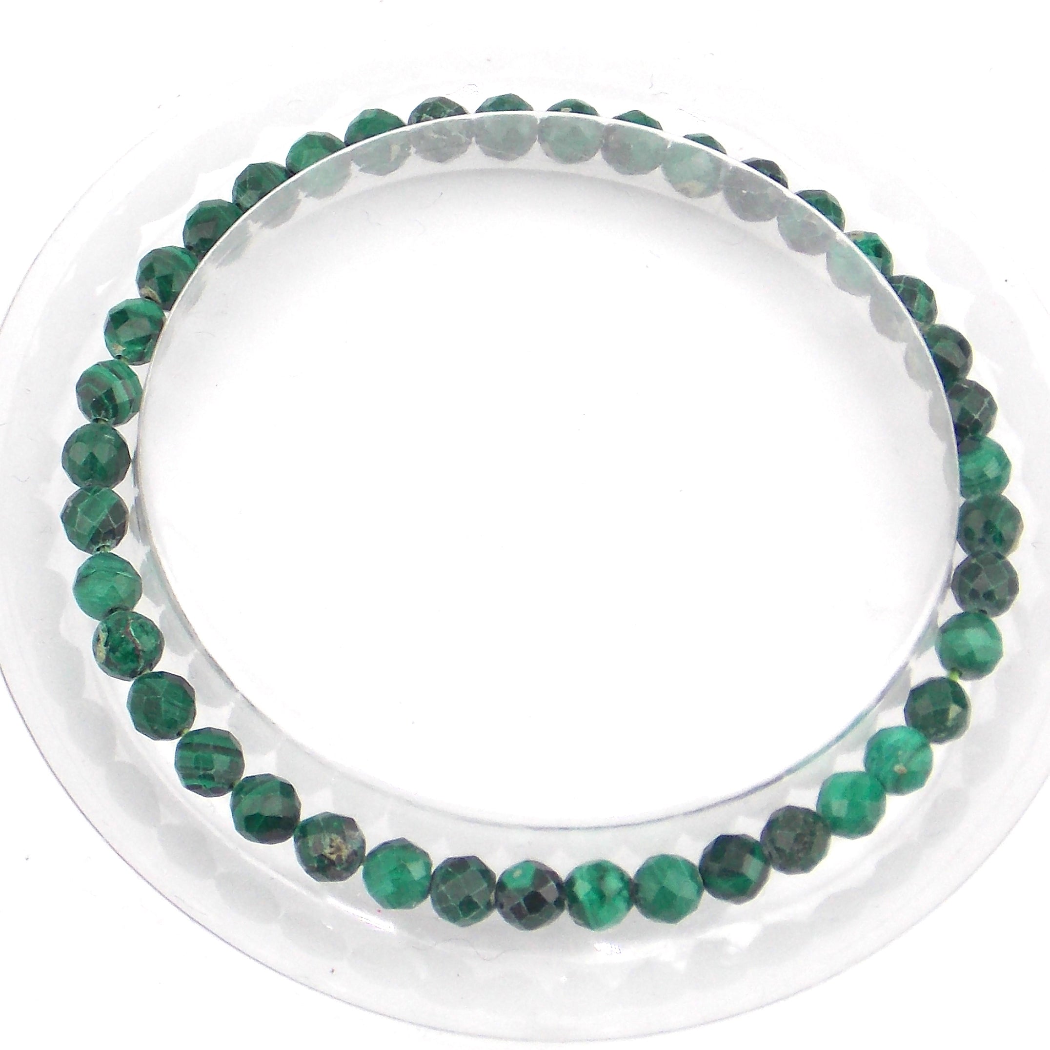 Pulsera de piedra natural de Malaquita facetada de 4mm