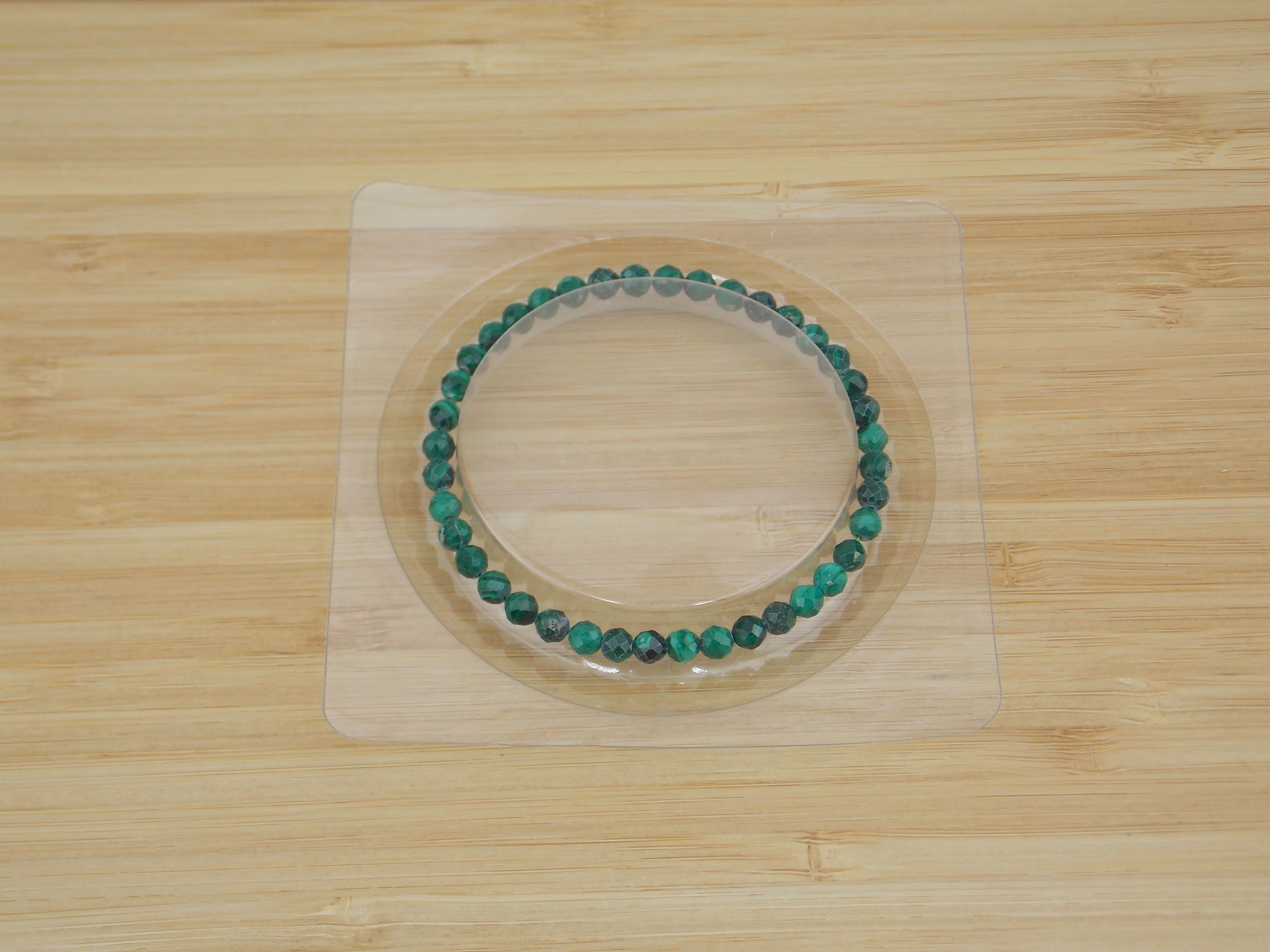 Pulsera de piedra natural de Malaquita facetada de 4mm