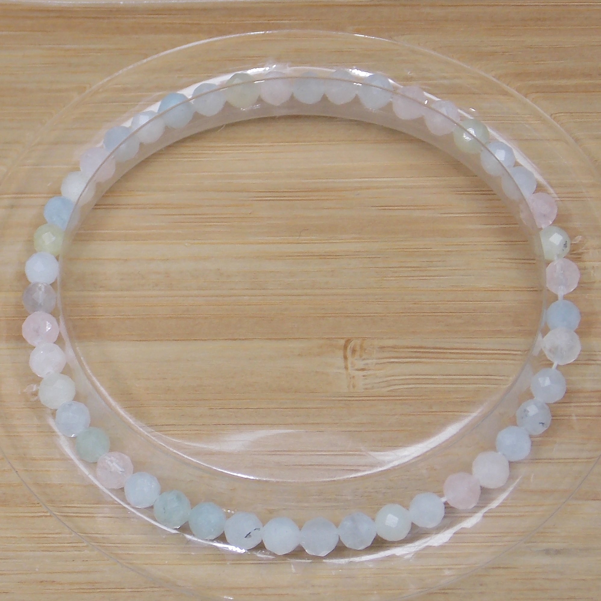 Pulsera de piedra natural de Morganita facetada de 4mm
