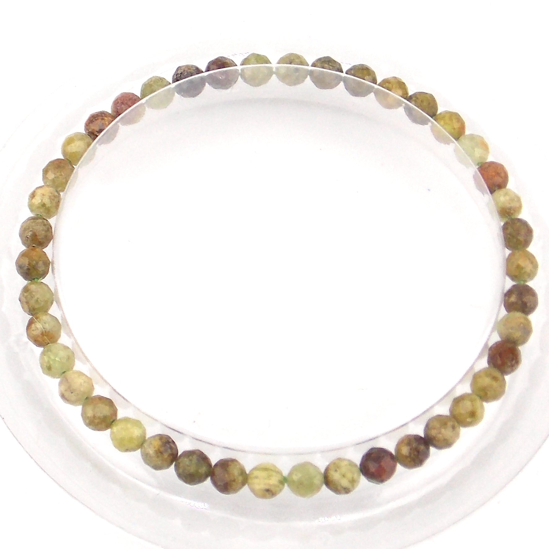 Pulsera de piedra natural de Granate verde facetada de 4mm