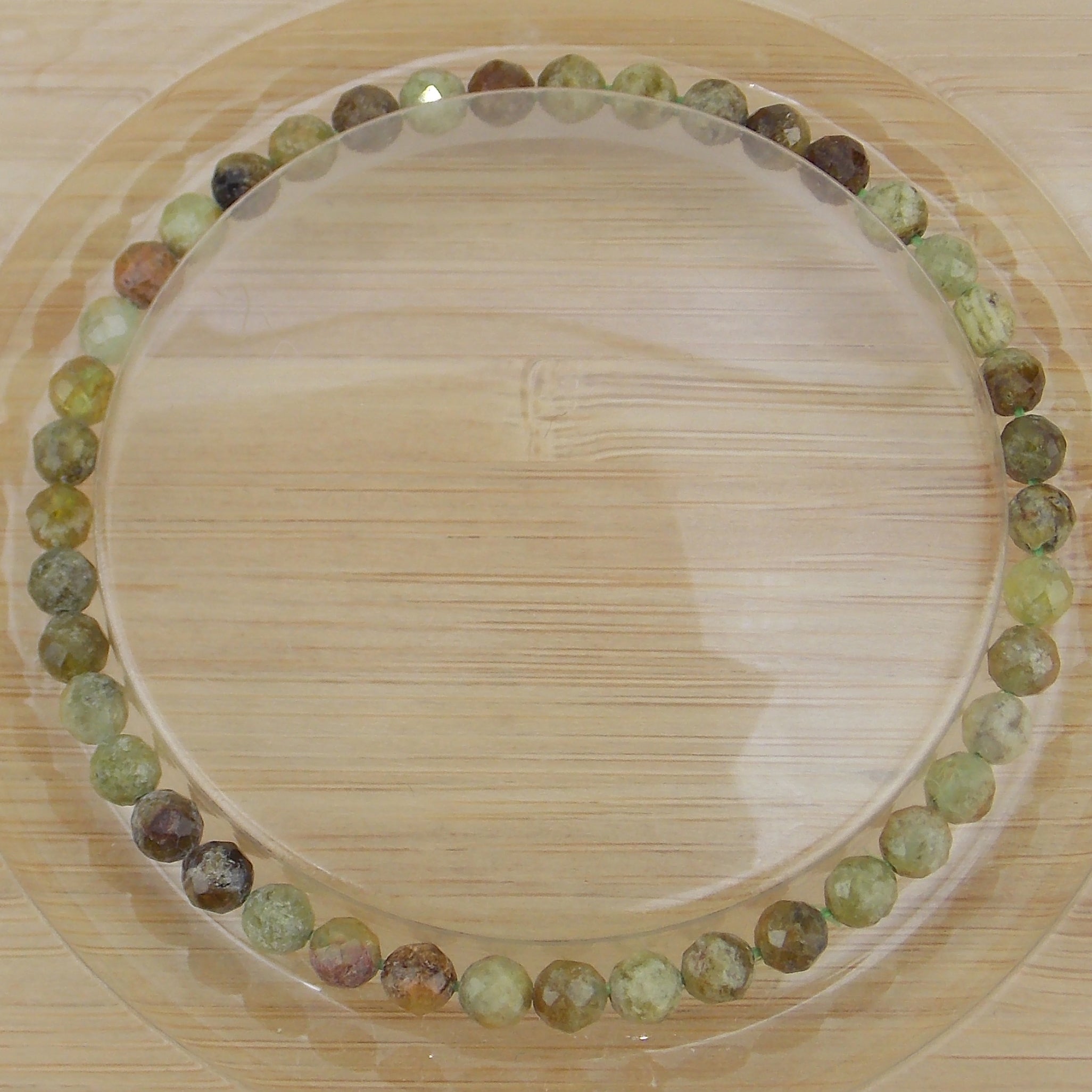 Pulsera de piedra natural de Granate verde facetada de 4mm