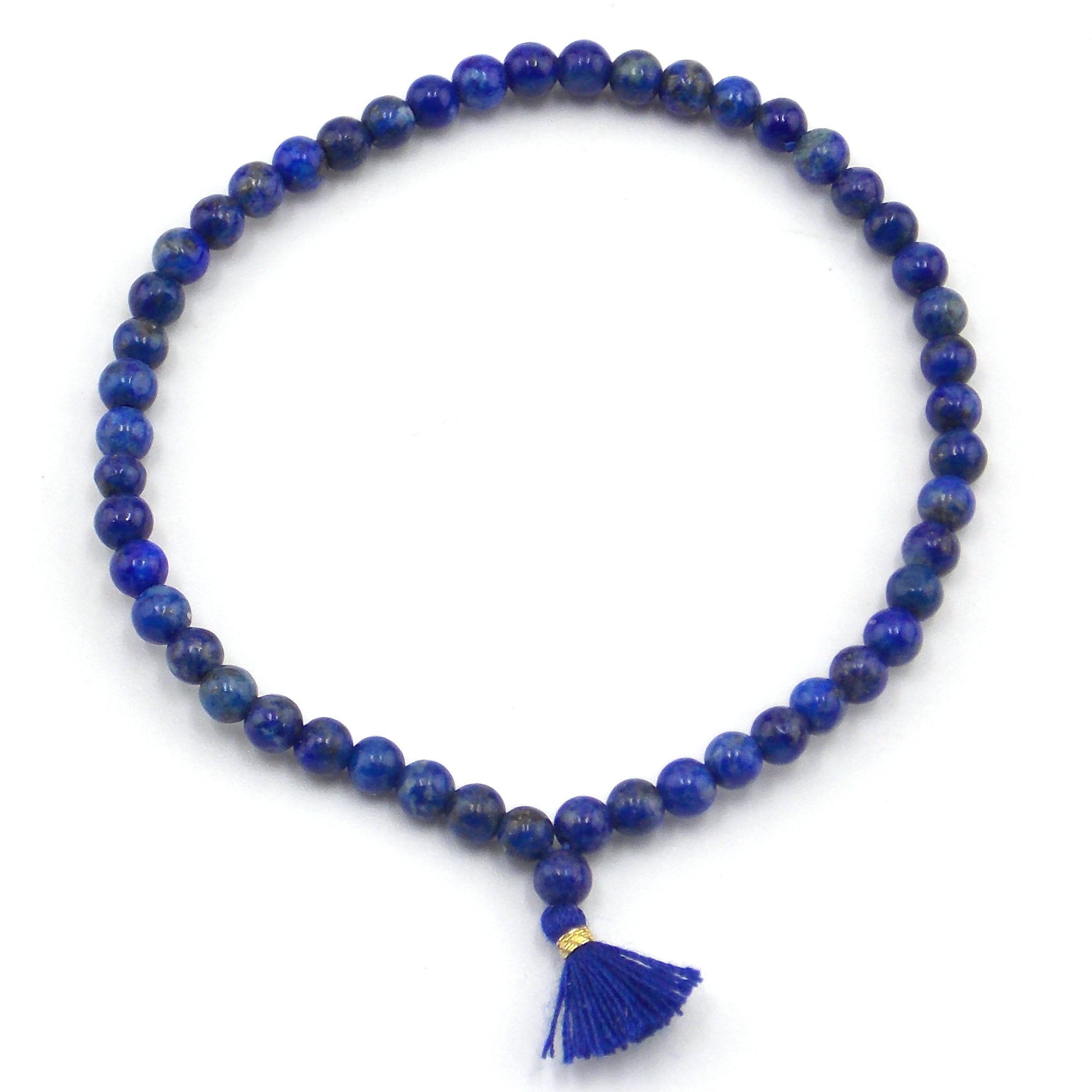 Pulsera de Lapislazuli de 4mm con borla