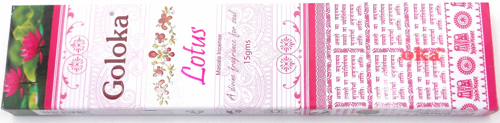 INCIENSO DE MARCA GOLOKA FRAGRANCIA LOTUS, 15 gramos