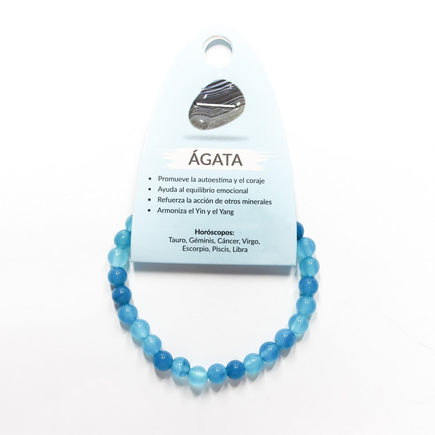 Pulsera de piedra natural de Ágata azul de 6mm