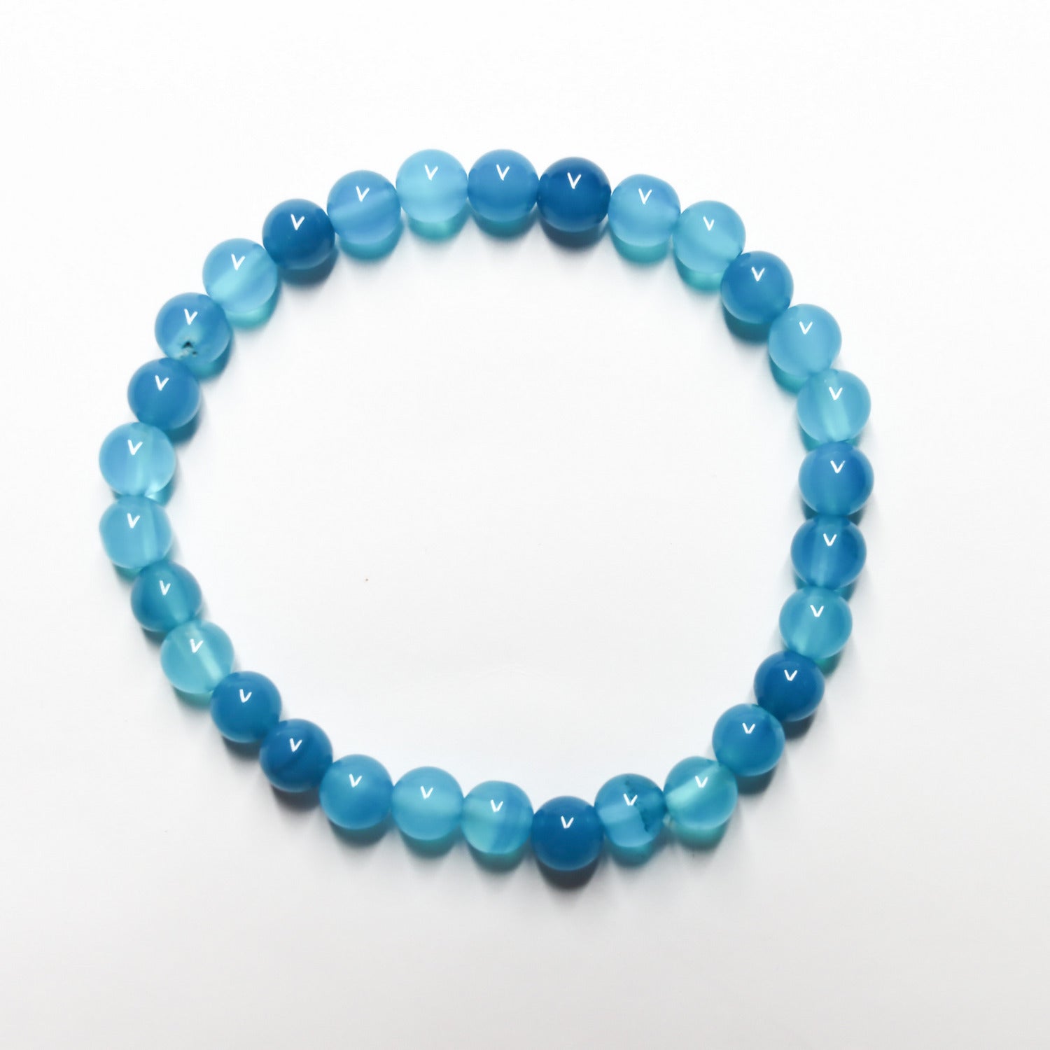Pulsera de piedra natural de Ágata azul de 6mm