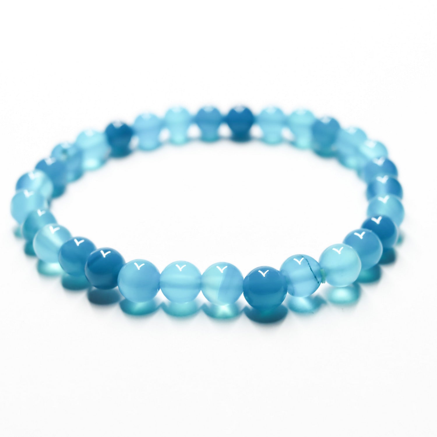 Pulsera de piedra natural de Ágata azul de 6mm