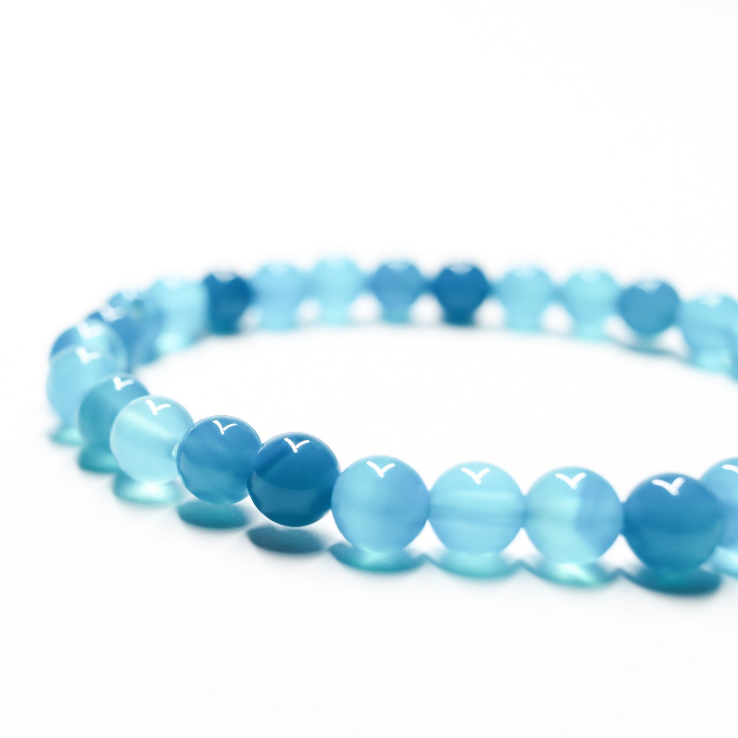 Pulsera de piedra natural de Ágata azul de 6mm
