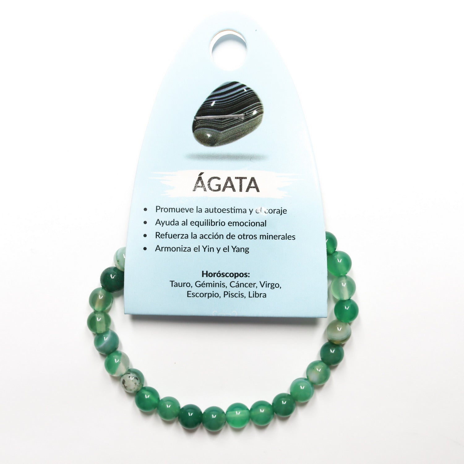 Pulsera de piedra natural de Ágata verde oscuro de 6mm