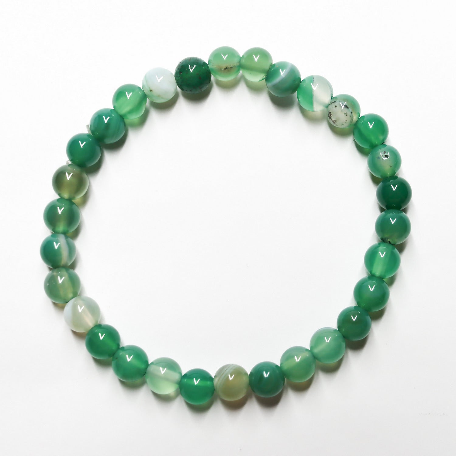 Pulsera de piedra natural de Ágata verde oscuro de 6mm