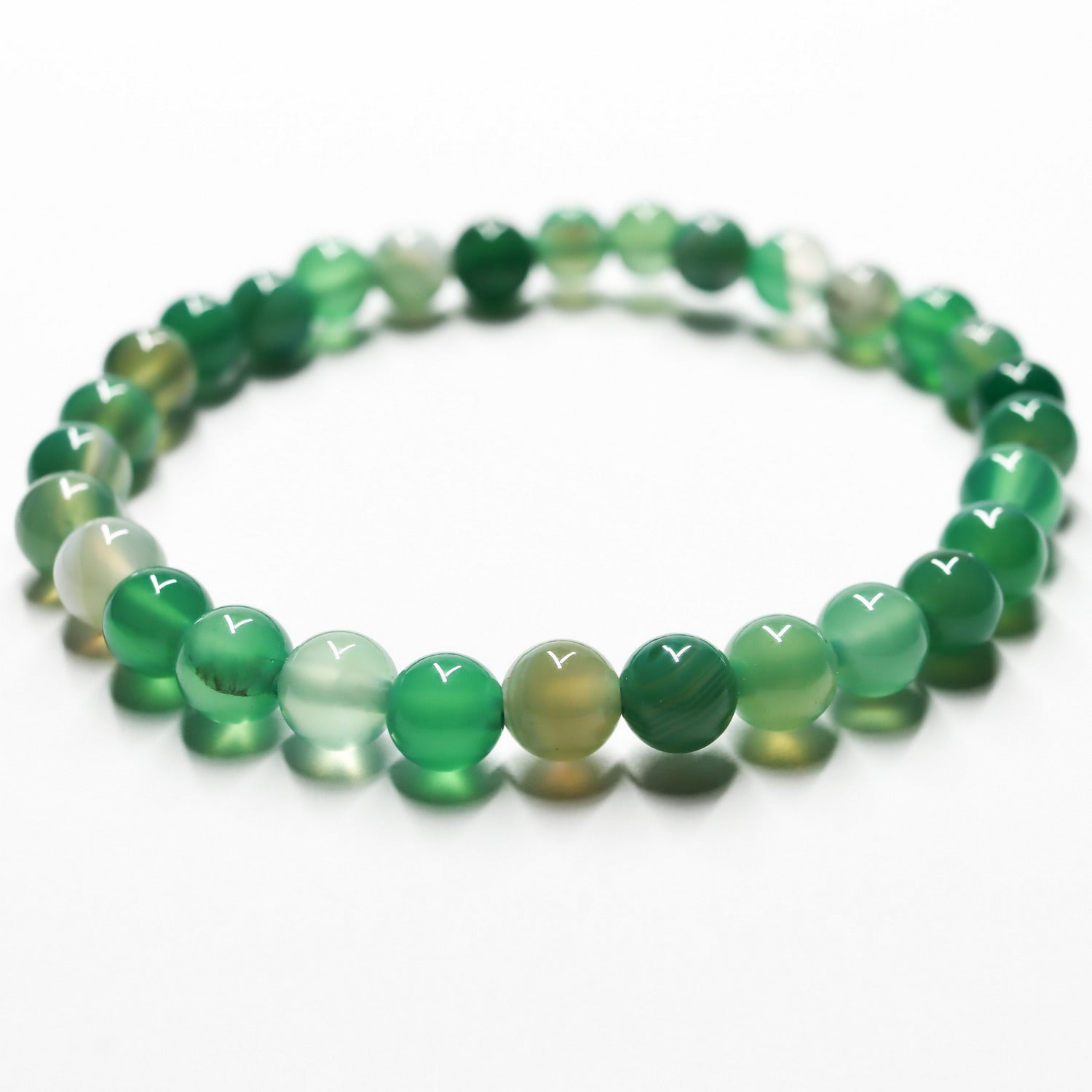 Pulsera de piedra natural de Ágata verde oscuro de 6mm