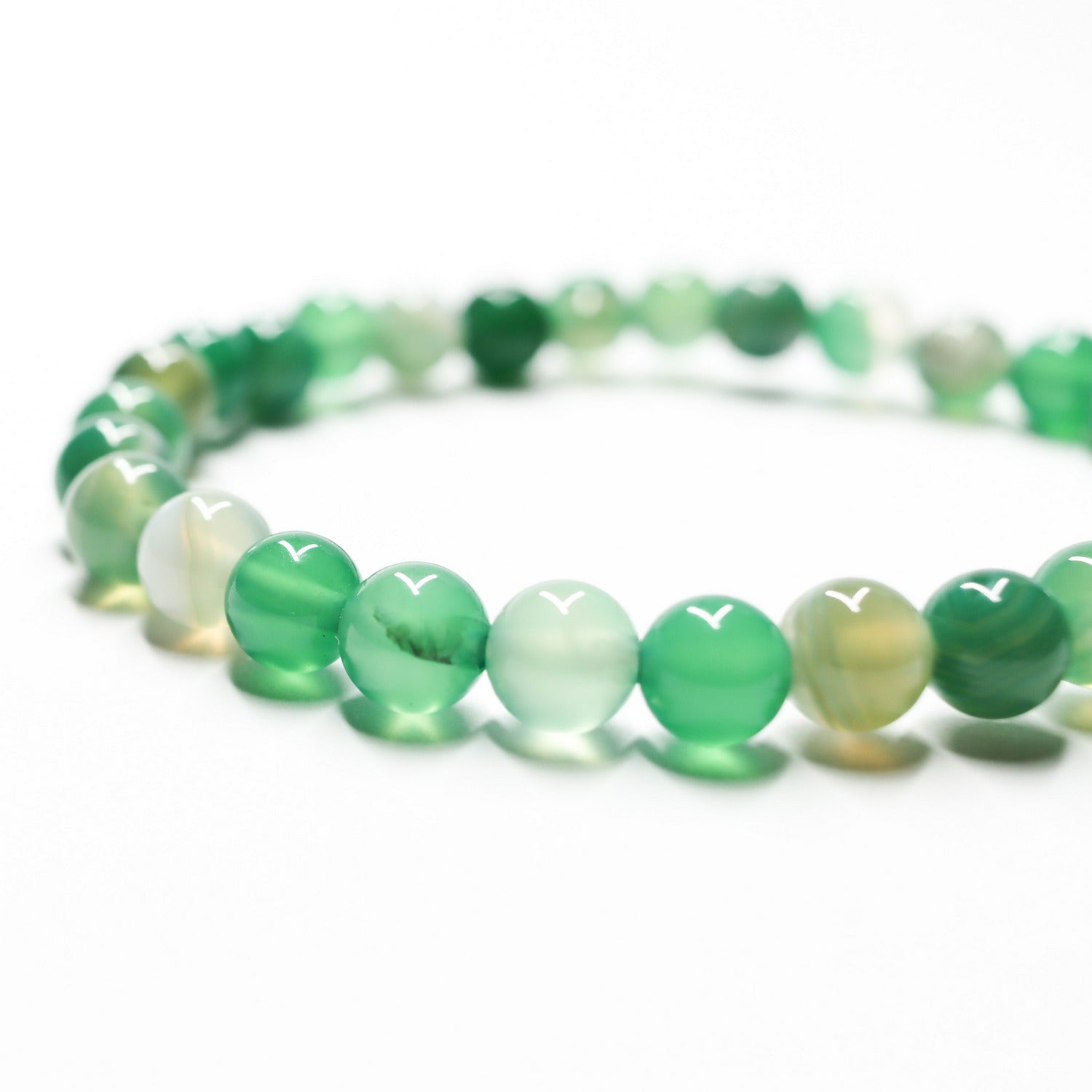 Pulsera de piedra natural de Ágata verde oscuro de 6mm