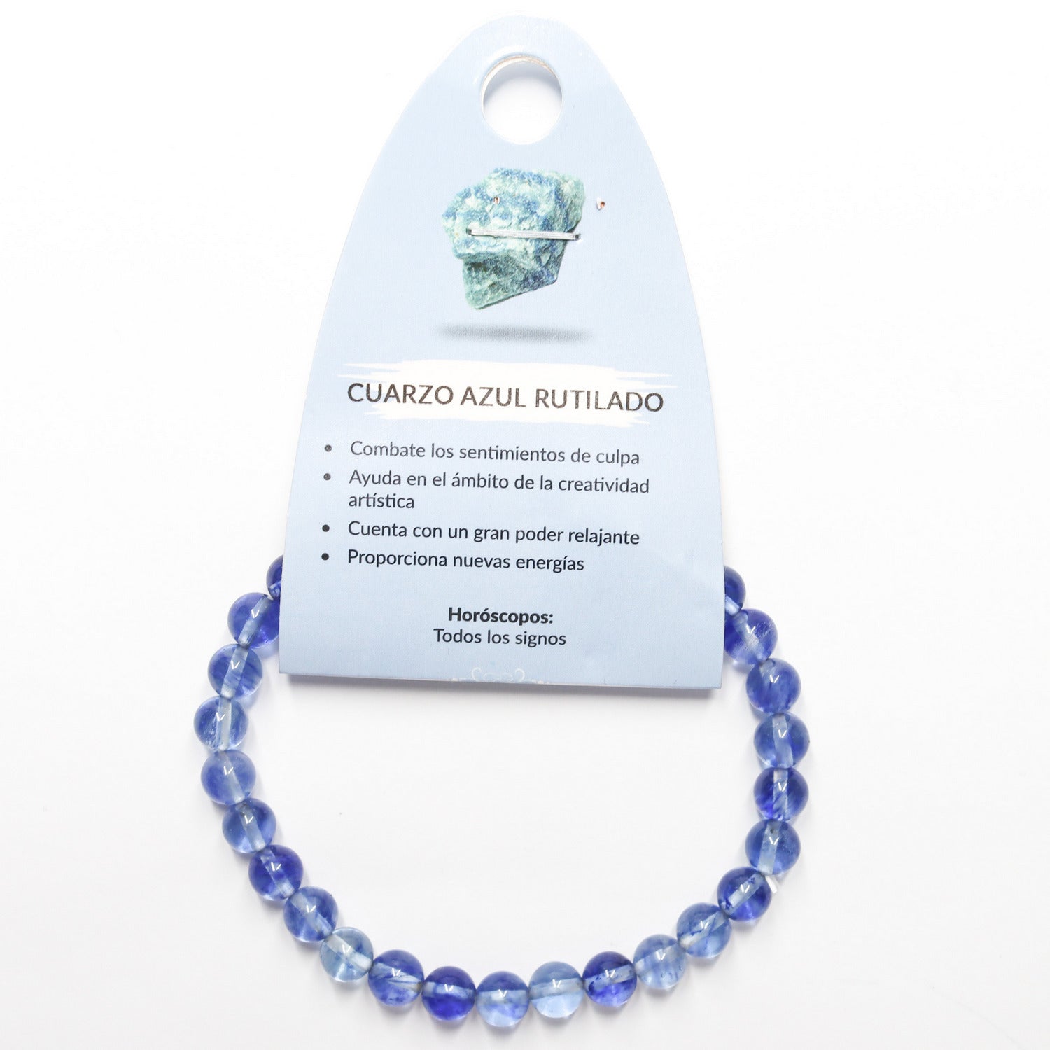 Pulsera de piedra natural de Cuarzo azul rutilado de 6mm