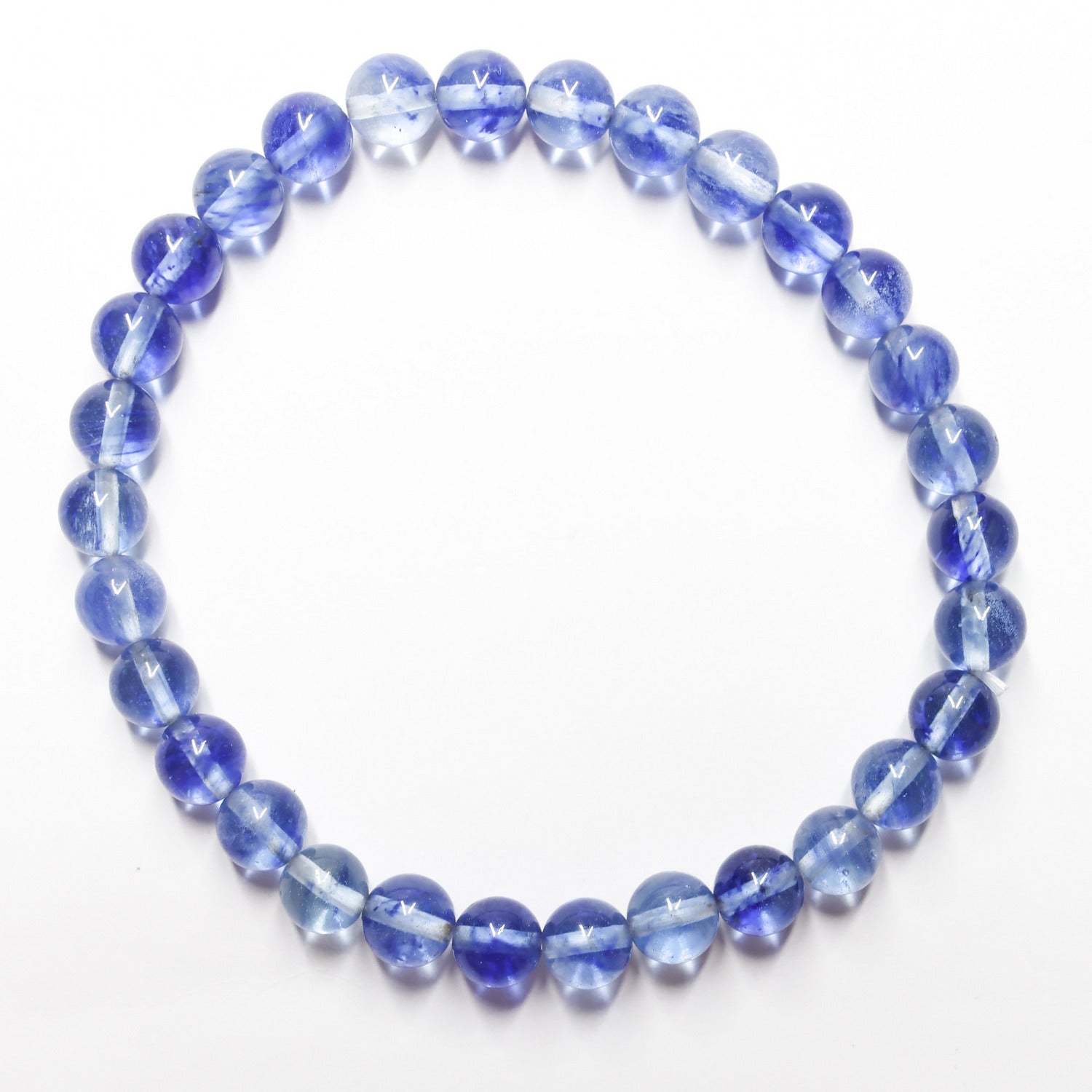 Pulsera de piedra natural de Cuarzo azul rutilado de 6mm