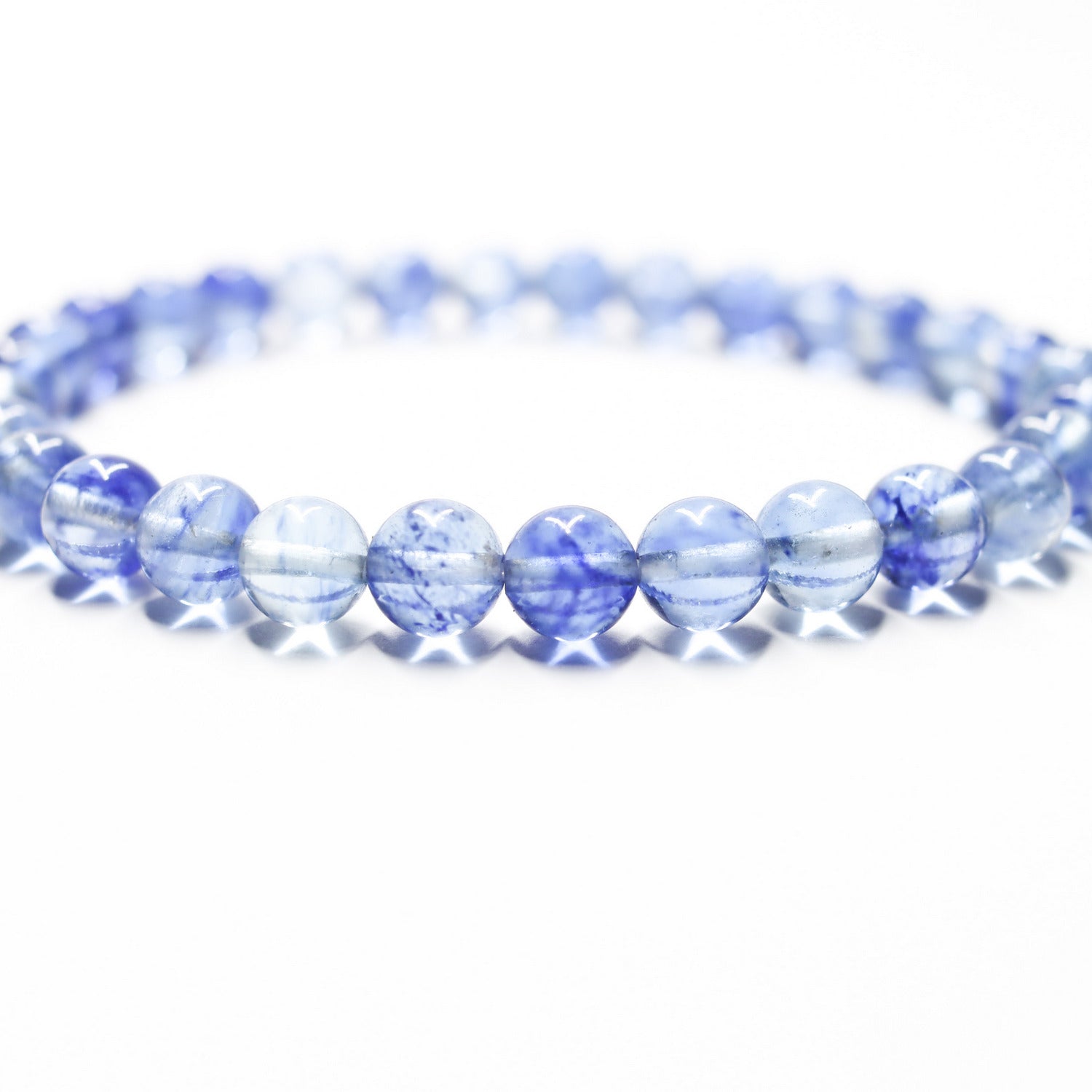 Pulsera de piedra natural de Cuarzo azul rutilado de 6mm
