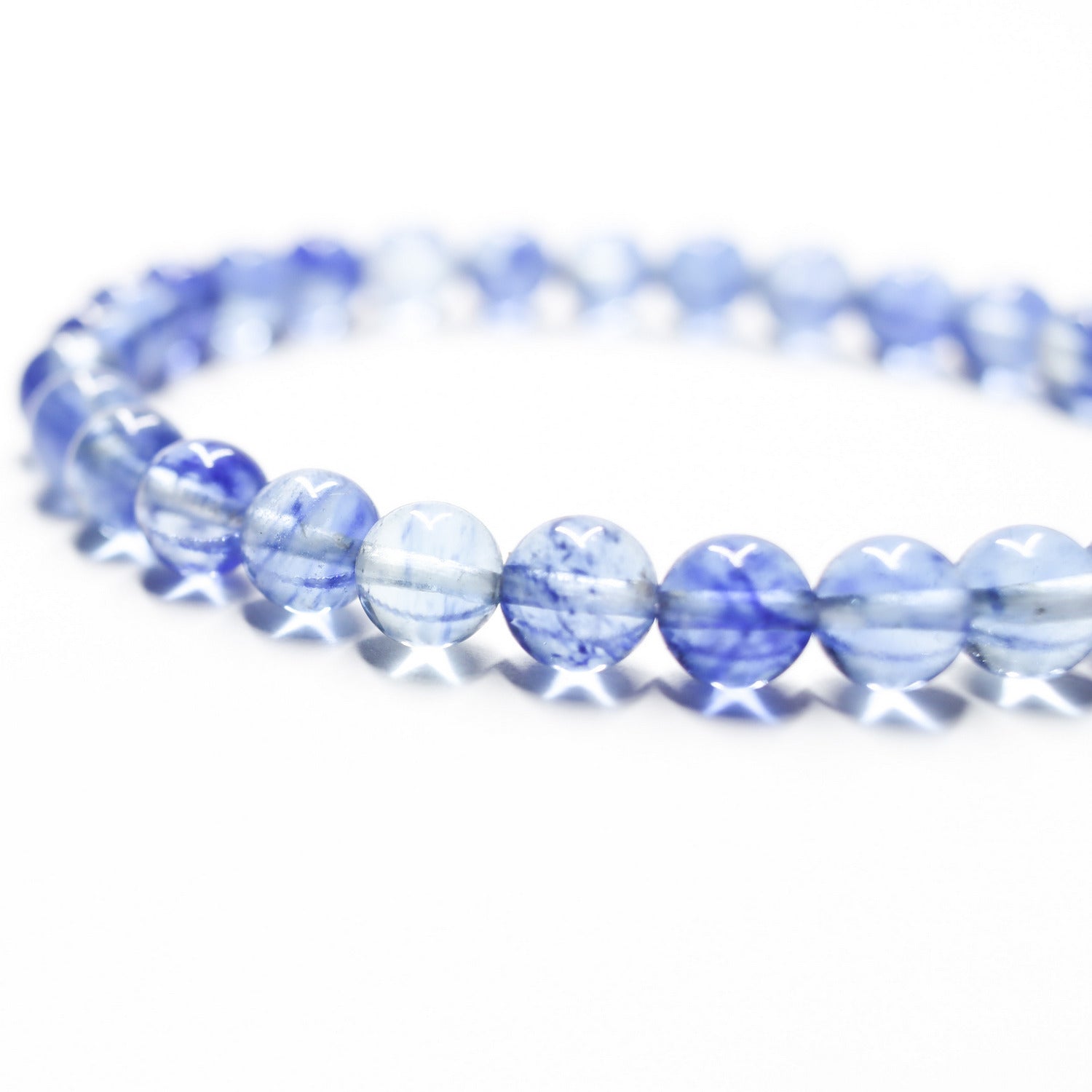 Pulsera de piedra natural de Cuarzo azul rutilado de 6mm