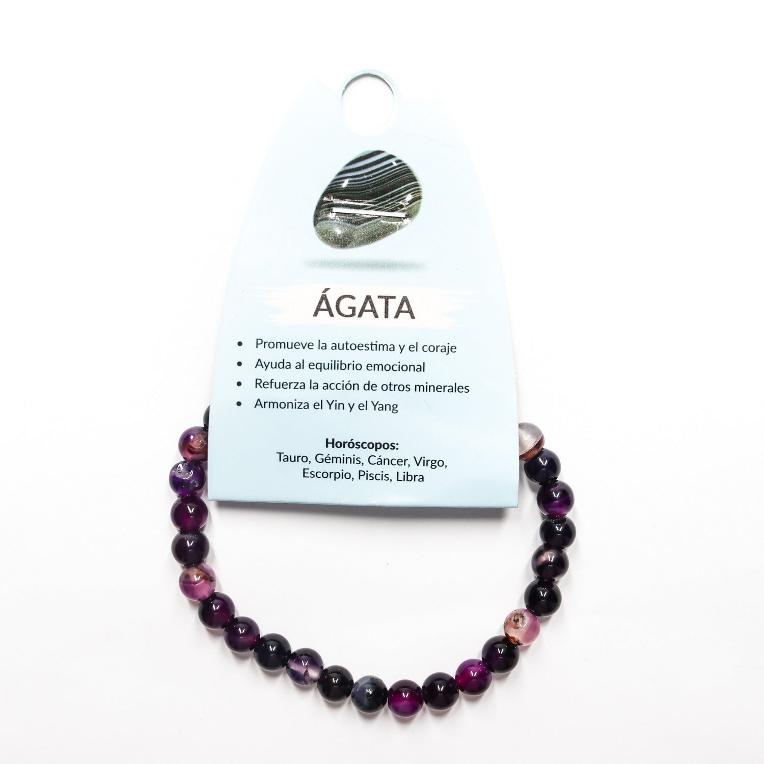 Pulsera de piedra natural de Ágata morada de 6mm