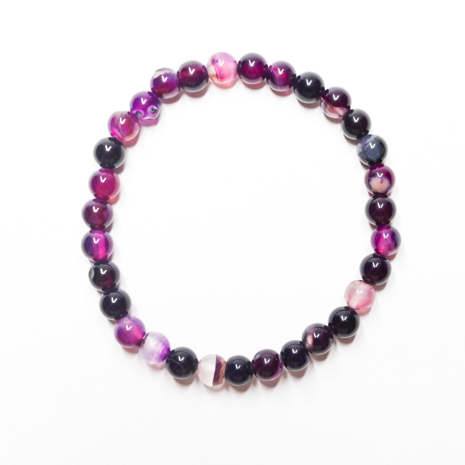 Pulsera de piedra natural de Ágata morada de 6mm